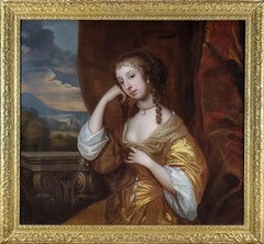Antique Portrait of Margaret Brooke, Lady Denham c.1660’s Oil Canvas Painting Peter Lely