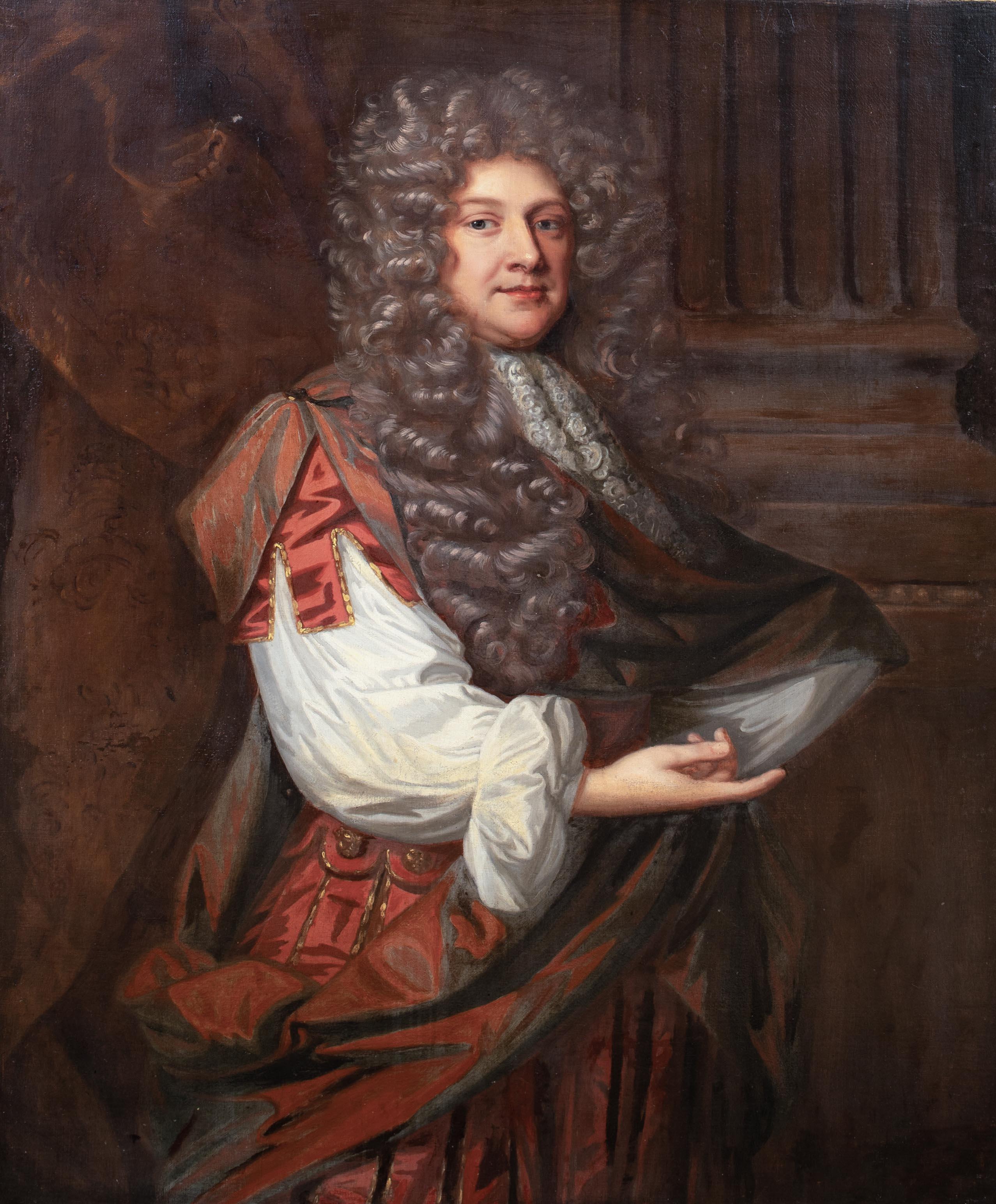 Ritratto di Sir John Houblon (1632-1712) Governatore della Banca d'Inghilterra, XVII secolo

Inscritto a Sir Peter Lely (1618-1680)

Grande ritratto del XVII secolo di Sir John Houblon, governatore della Banca d'Inghilterra, olio su tela. Ritratto