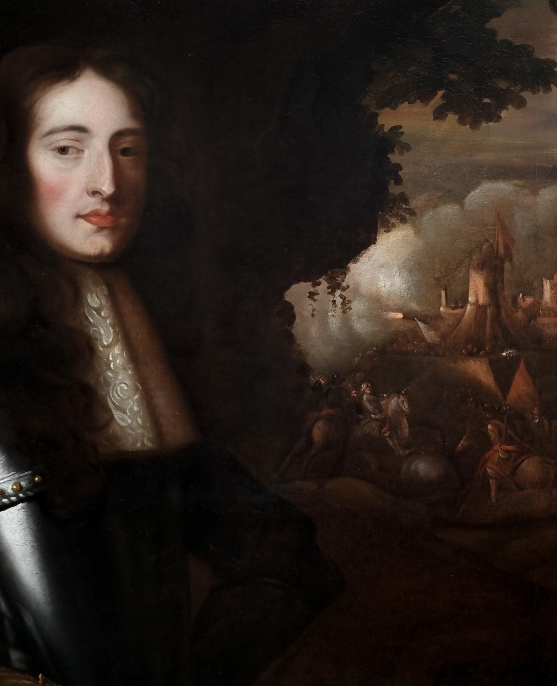 Retrato de Guillermo de Orange, más tarde Guillermo III, con armadura, pintura de Peter Lely - Portrait Painting Negro de Sir Peter Lely