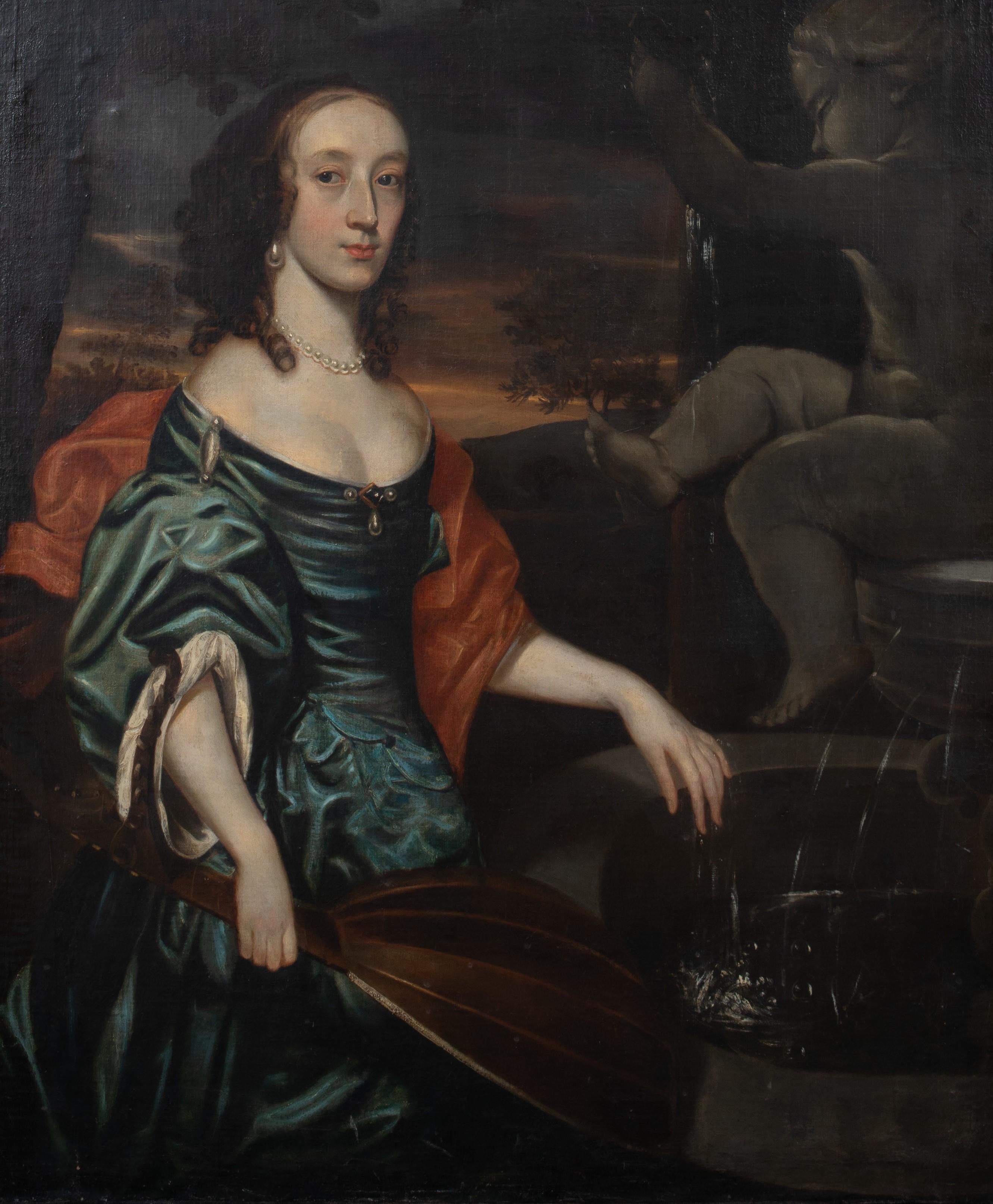 Portrait de Barbara Villiers (1640-1709), comtesse de Castlemaine et duchesse de Cleveland 

Cercle de Sir Peter Lely (1618-1680)

Grand portrait de Barbara Villiers par un maître ancien du 17ème siècle, huile sur toile. Portrait d'excellente