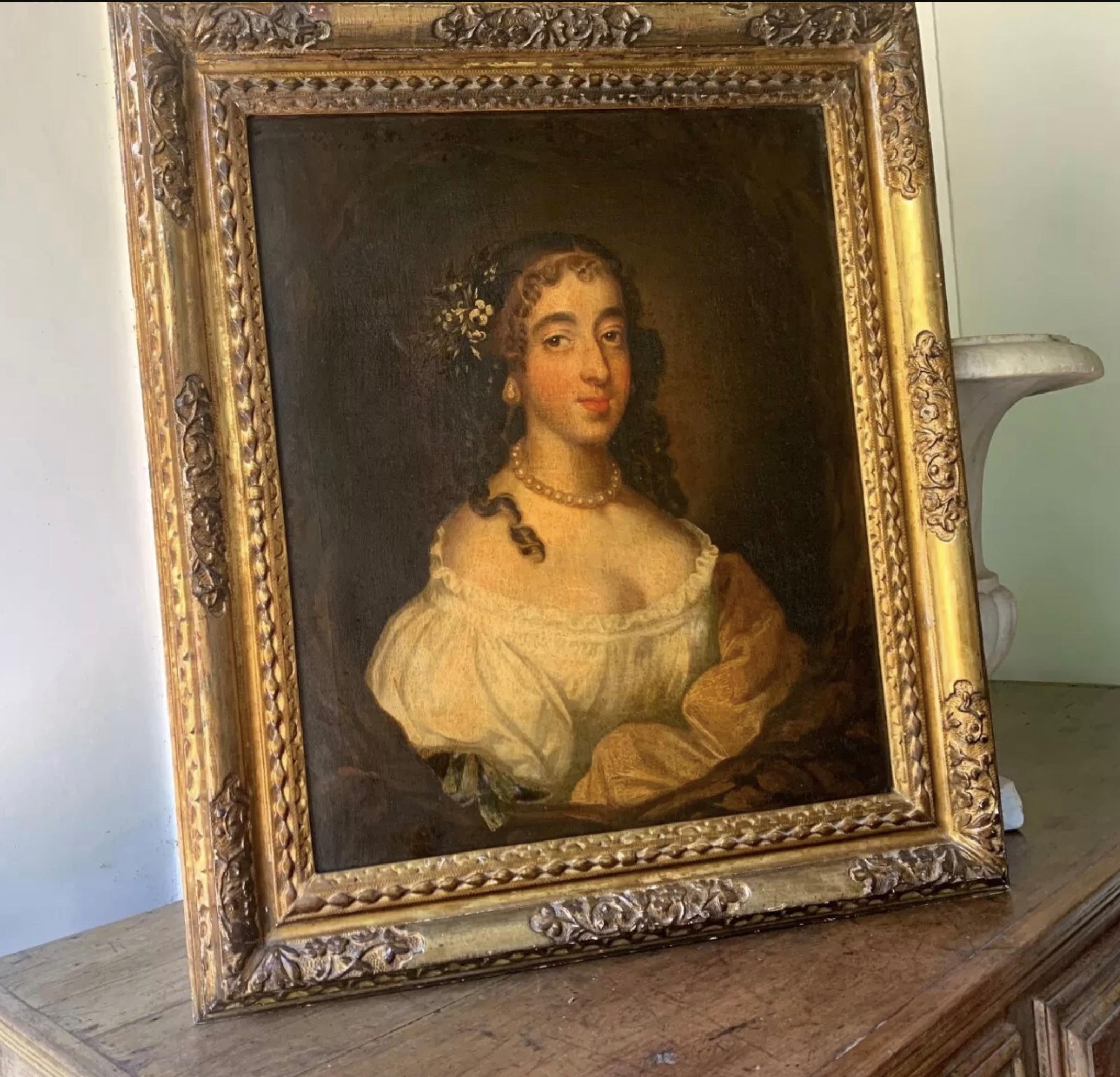 Sir Peter Lely – Porträt einer Dame mit Barockperlen-Ohrring – 17. Jahrhundert Ölgemälde (Britisch) im Angebot