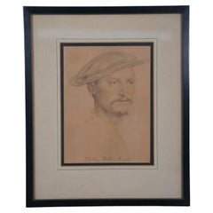 Sir Phillip Hobbie Knight Portrait by Hans Holbein Engraving Print Framed 20"