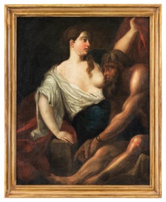 Peinture de figure italienne du XVIIe siècle - Caritas - Huile sur toile Rubens Follower