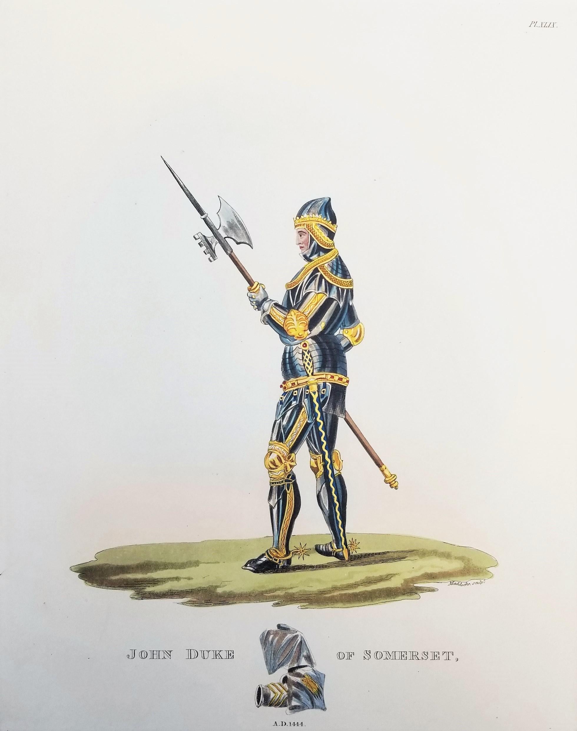 John Knight of Somerset /// Cavaliere Medievale Soldato Guerriero Spada Lancia Arte Pike - Print di Sir Samuel Rush Meyrick