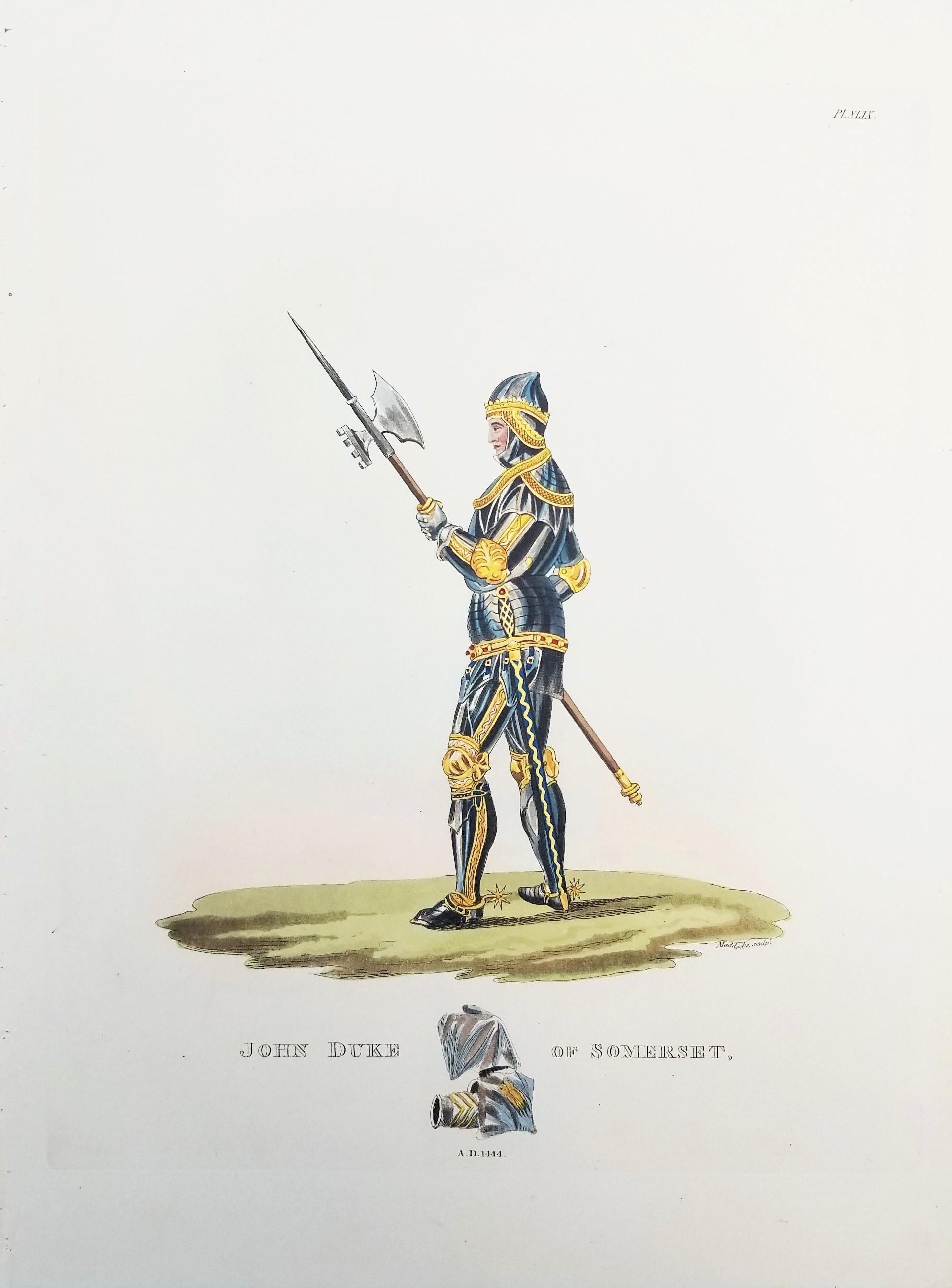 John Knight of Somerset /// Cavaliere Medievale Soldato Guerriero Spada Lancia Arte Pike - Print Antichi maestri di Sir Samuel Rush Meyrick