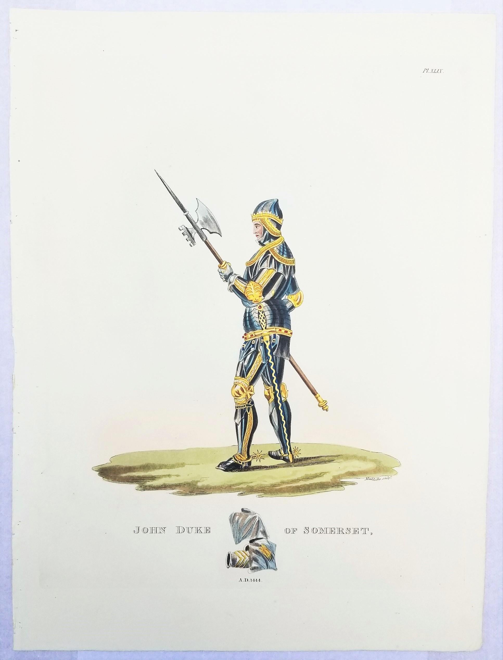 John Knight of Somerset /// Cavaliere Medievale Soldato Guerriero Spada Lancia Arte Pike - Figurative Print Grigio di Sir Samuel Rush Meyrick