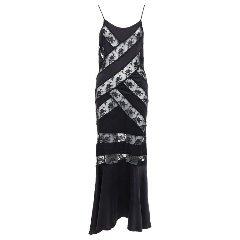 SIR THE LABEL Aries 100% silk black sheer lace panel diagonal slip dress US0 XS at 1stDibs SIR THE LABEL Aries 100% silk black sheer lace panel diagonal slip dress US0 XS at 1stDibs