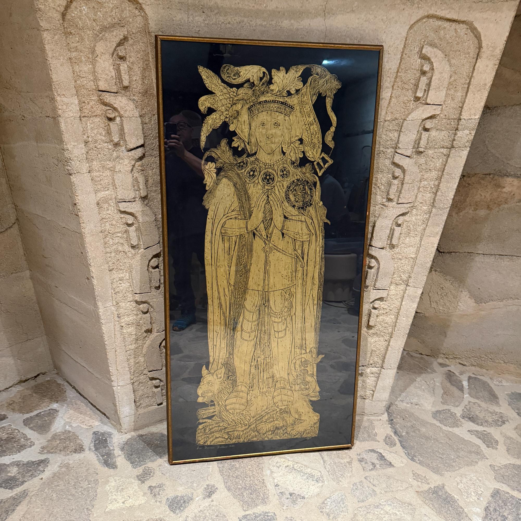 Sir Thomas Boleyn Handmade Brass Rubbing Art/British Royality In Fair Condition For Sale In Chula Vista, CA