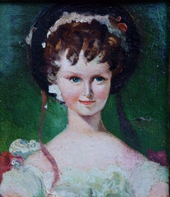 "Miss Murray" Miniature Portrait of a Little Girl Oil on Zinc circa 1860