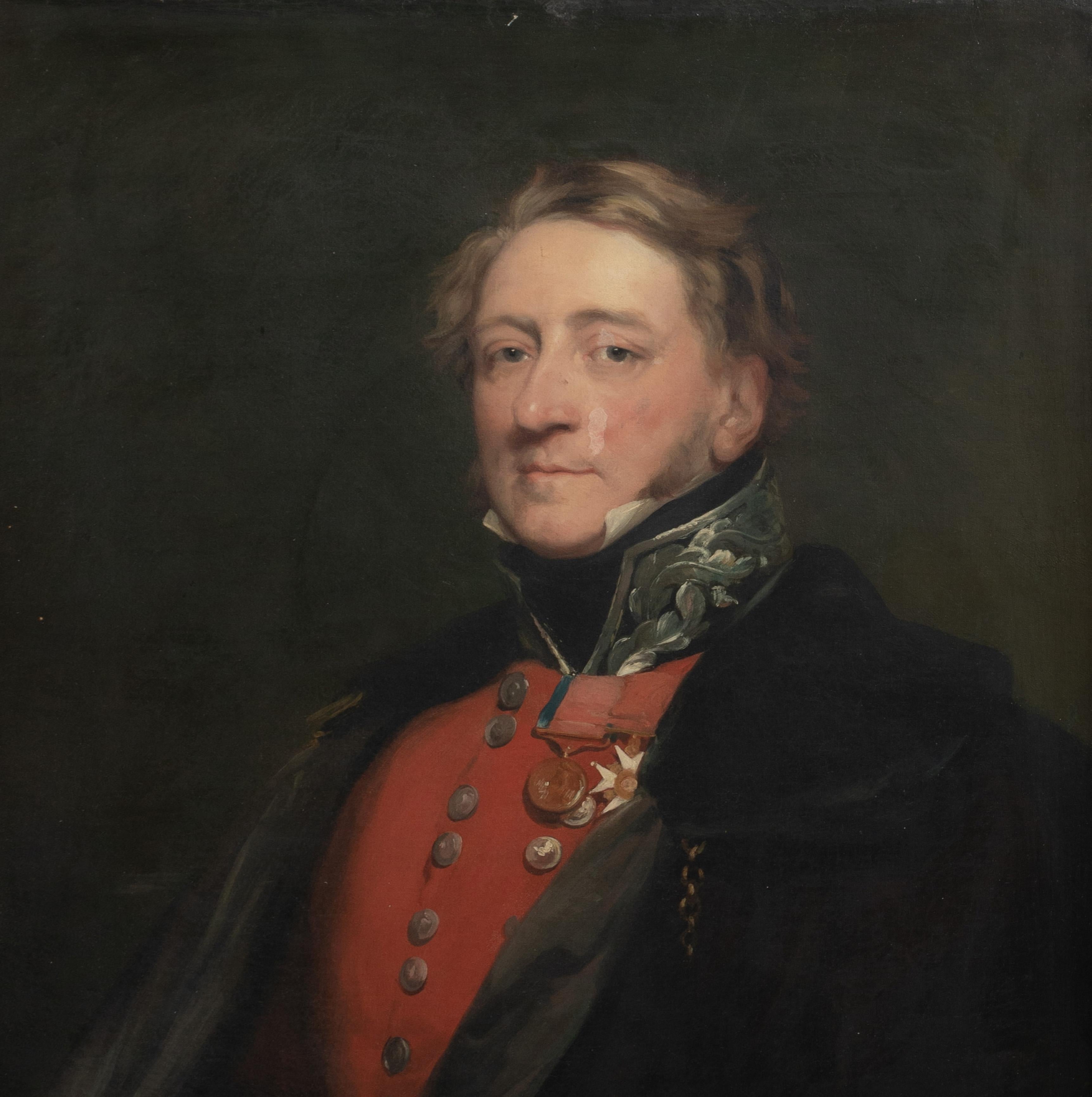 Portrait of A British Officer, traditionally identified as Leiutentant-General S - Black Portrait Painting by Sir Thomas Lawrence