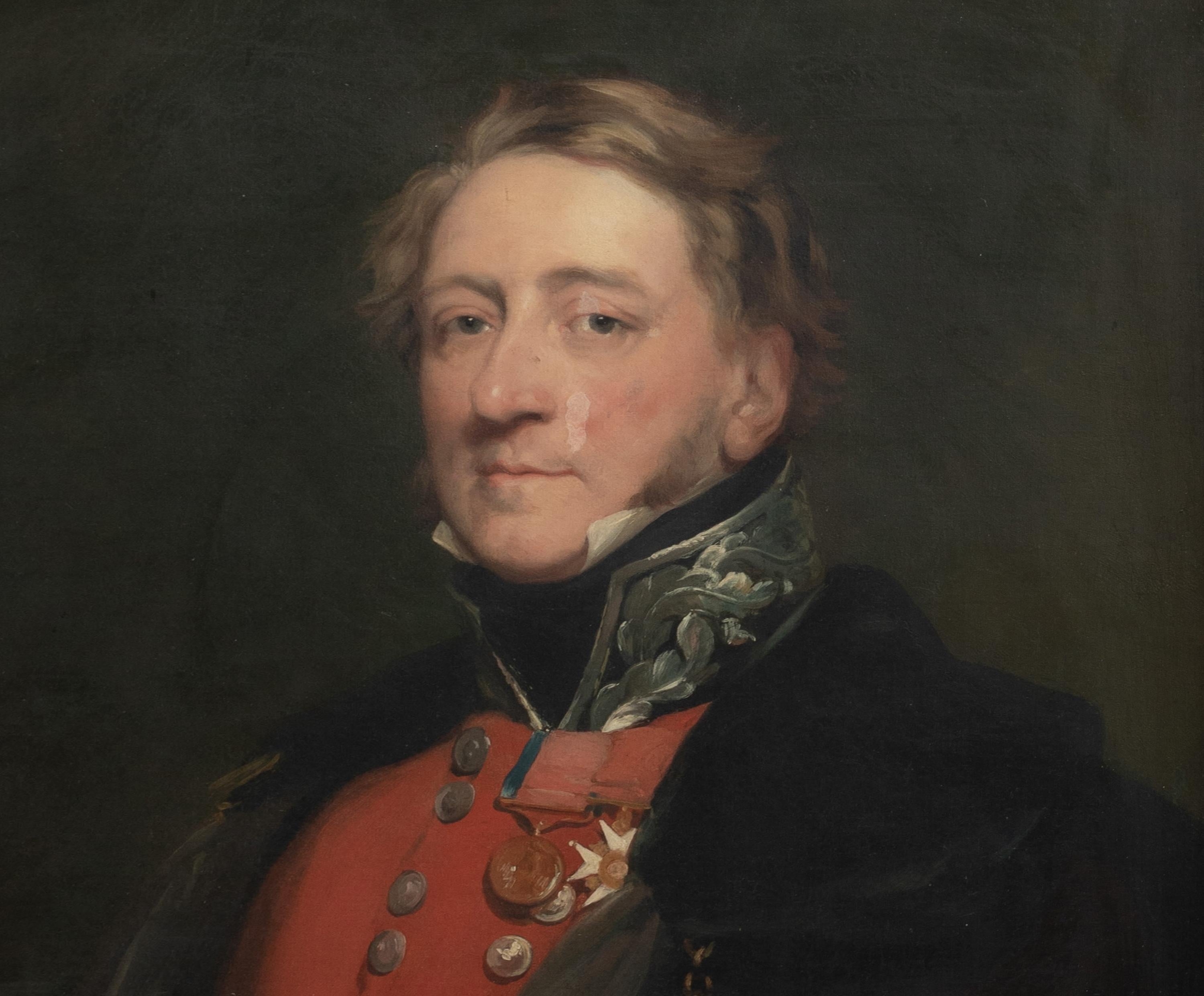 Portrait of A British Officer, traditionally identified as Leiutentant-General Sir John Moore (1761-1809),

School of Sir Thomas Lawrence (1769-1830)

Large early 19th Century Napoleonic Wars era portrait of a senior British Military Officer, oil on