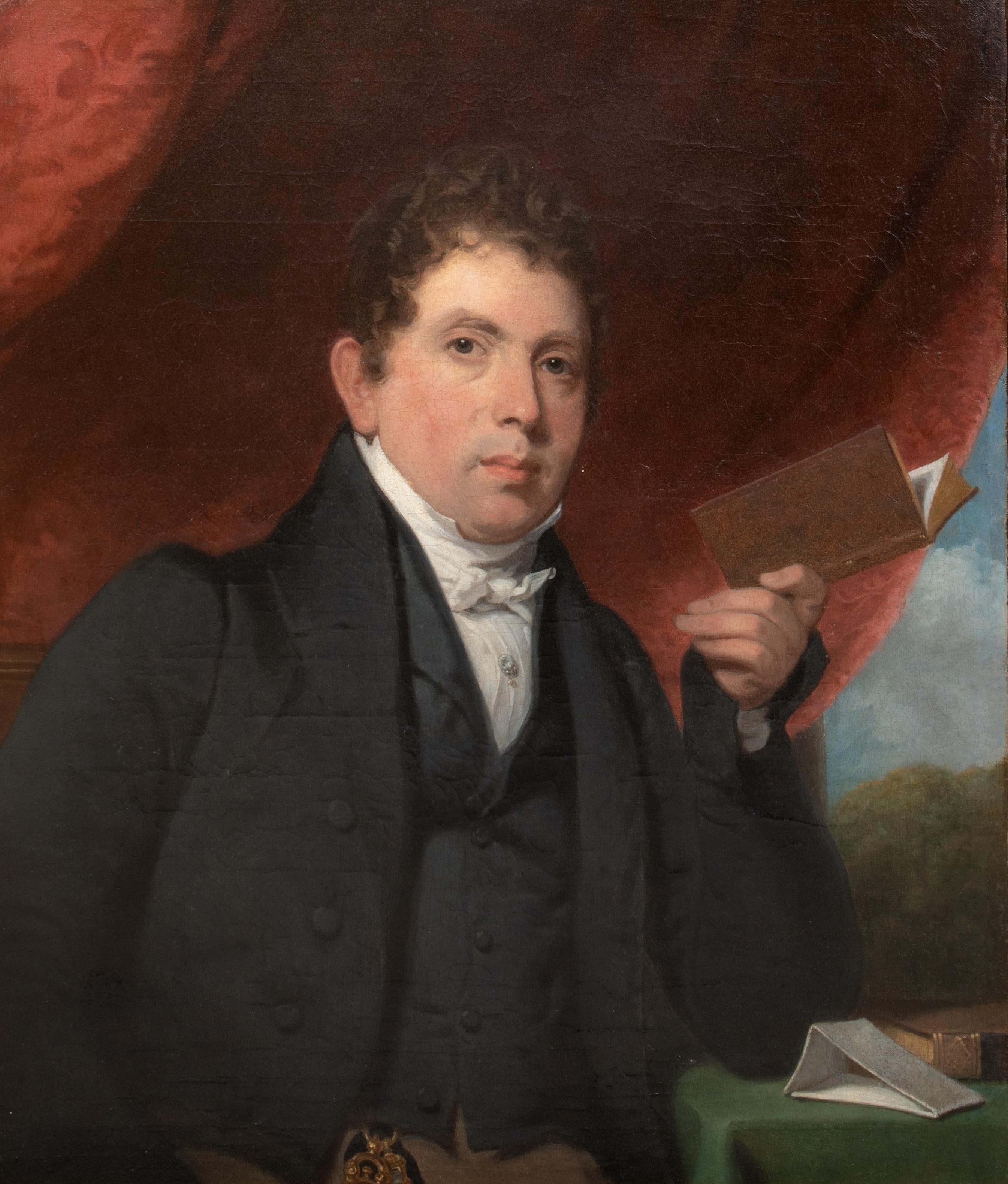 Portrait d'un gentleman lisant, début du 19e siècle - Noir Portrait Painting par Sir Thomas Lawrence