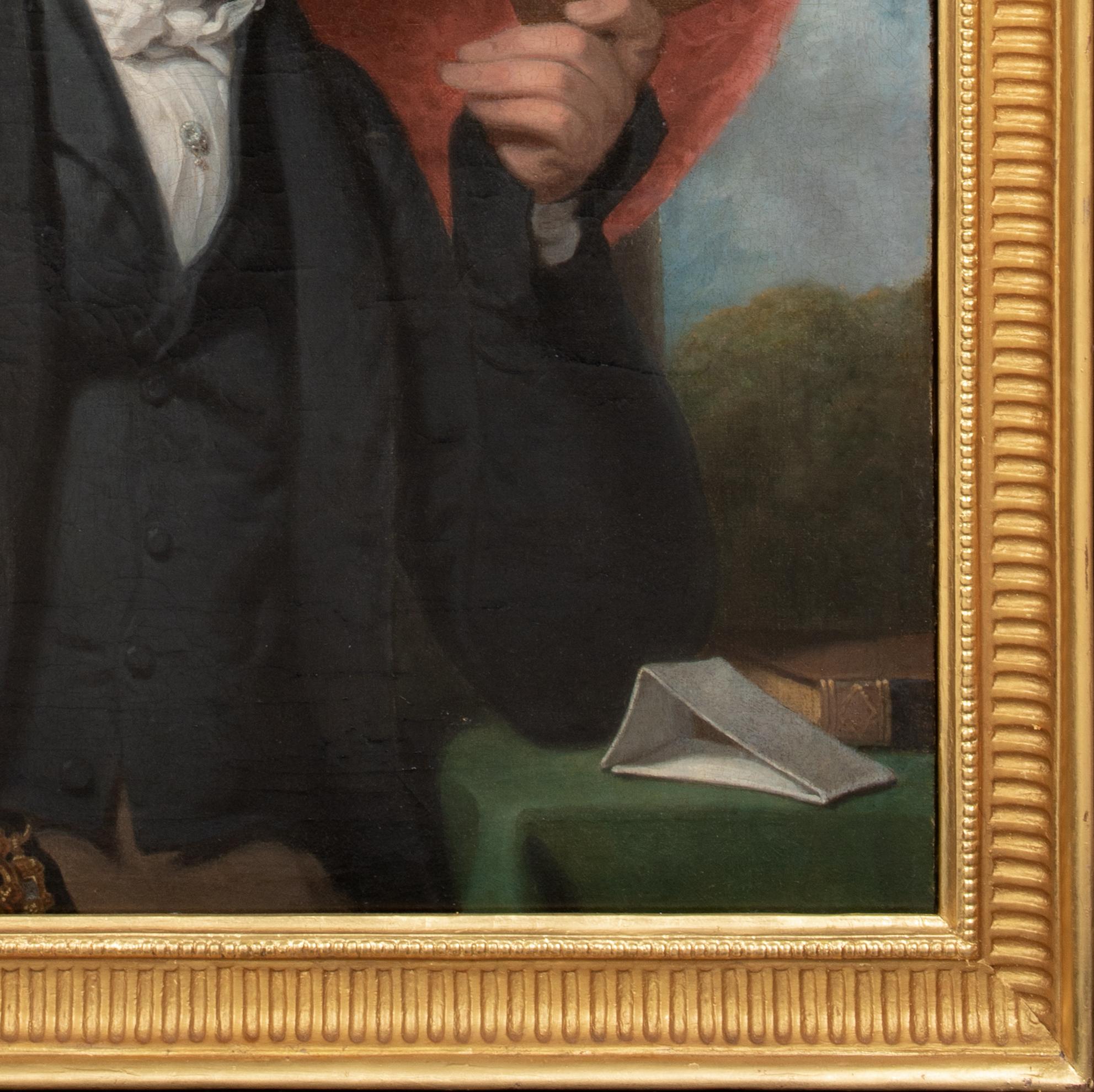 Portrait d'un gentleman lisant, début du 19e siècle 

cercle de SIR THOMAS LAWRENCE (1769-1830)

Grand portrait d'un gentleman lisant, huile sur toile, du début du 19e siècle. Portrait en excellente qualité et condition du gentilhomme dans son