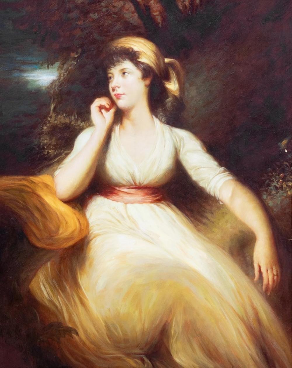 Porträt einer Dame in Weiß, 18. Jahrhundert School British Portraiture – Painting von Sir Thomas Lawrence