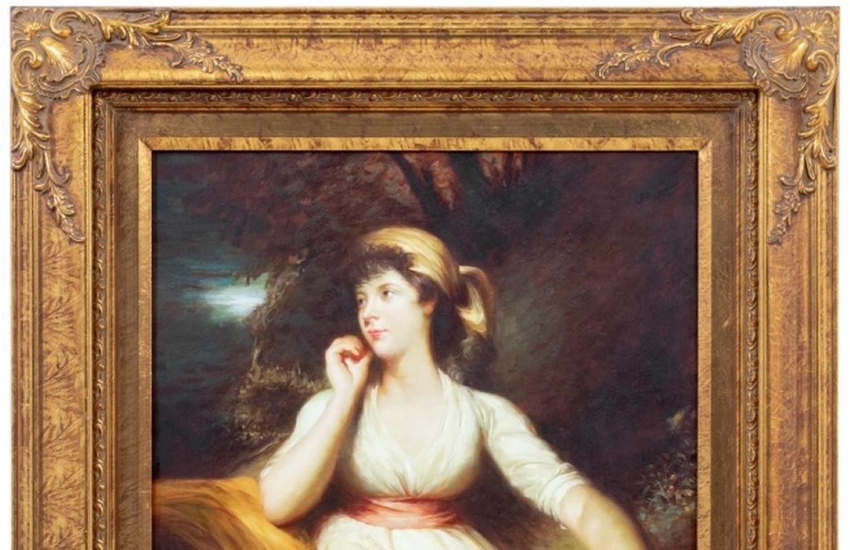 Porträt einer Dame in Weiß, 18. Jahrhundert School British Portraiture im Angebot 2