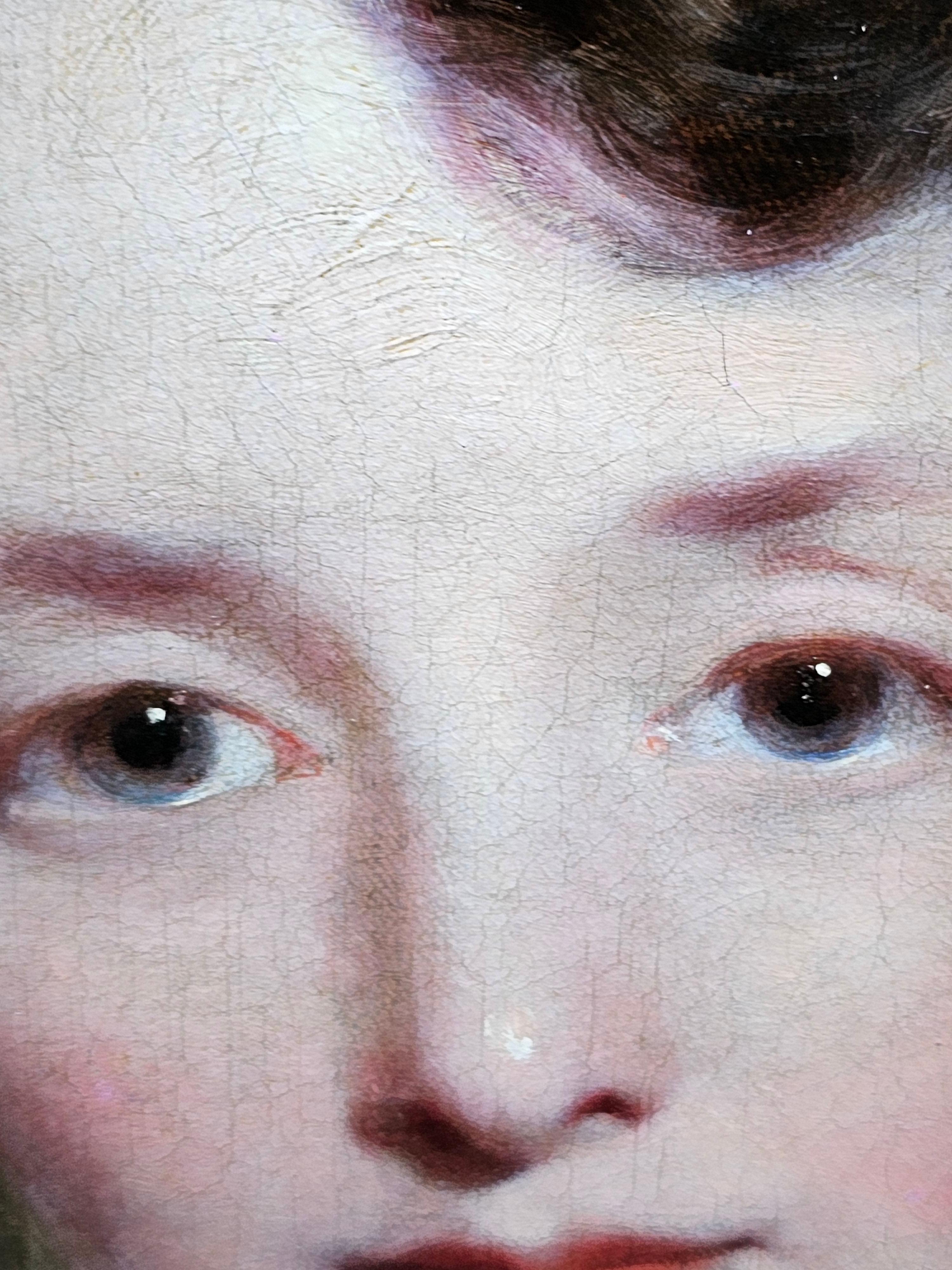 Porträt einer Dame mit rosa Schleife - Britisches Ölgemälde eines Alten Meisters, um 1820 im Angebot 4