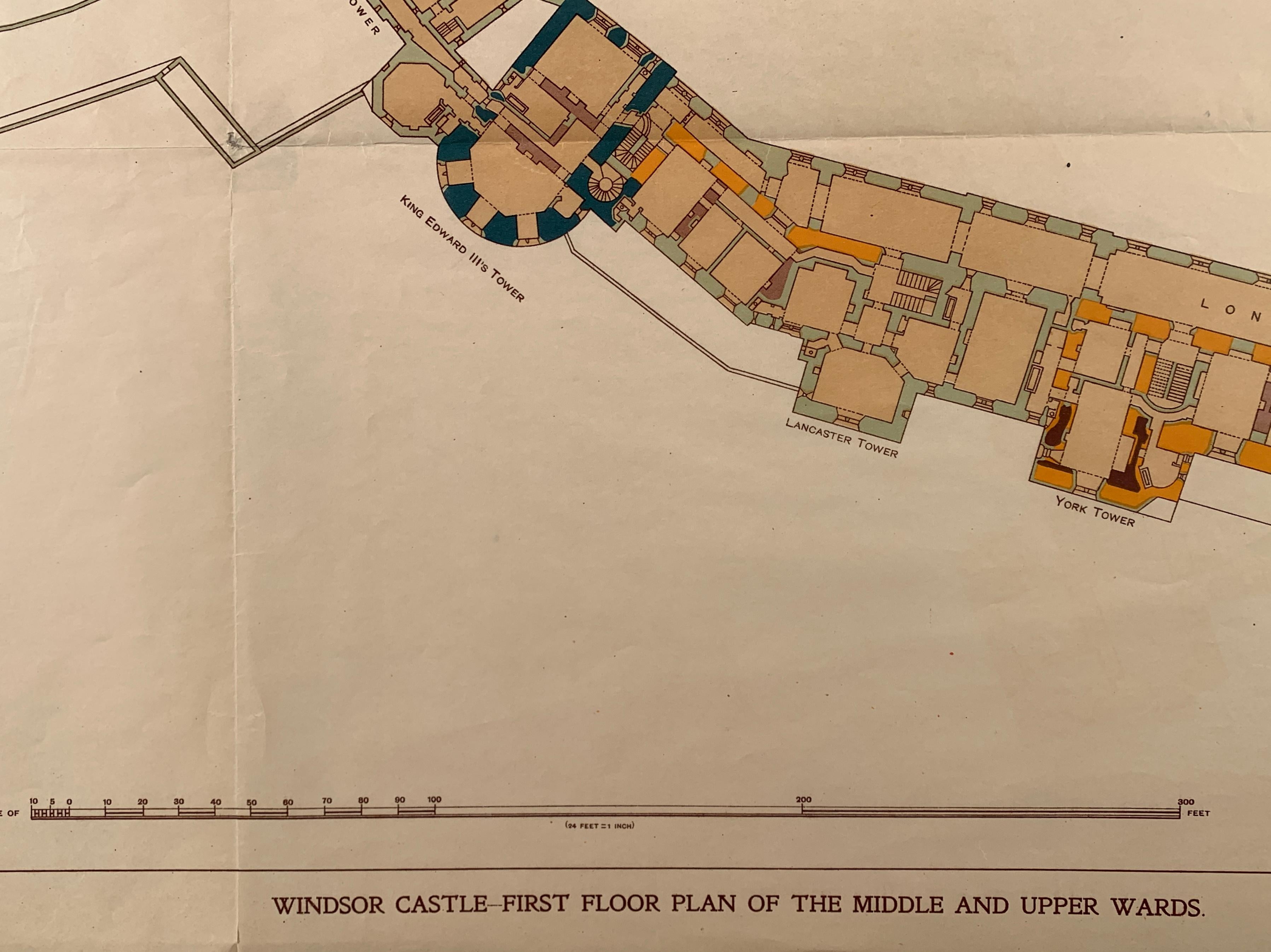 Historic Windsor Castle Ground Floor Plan - Print by Sir W. H. St John Hope