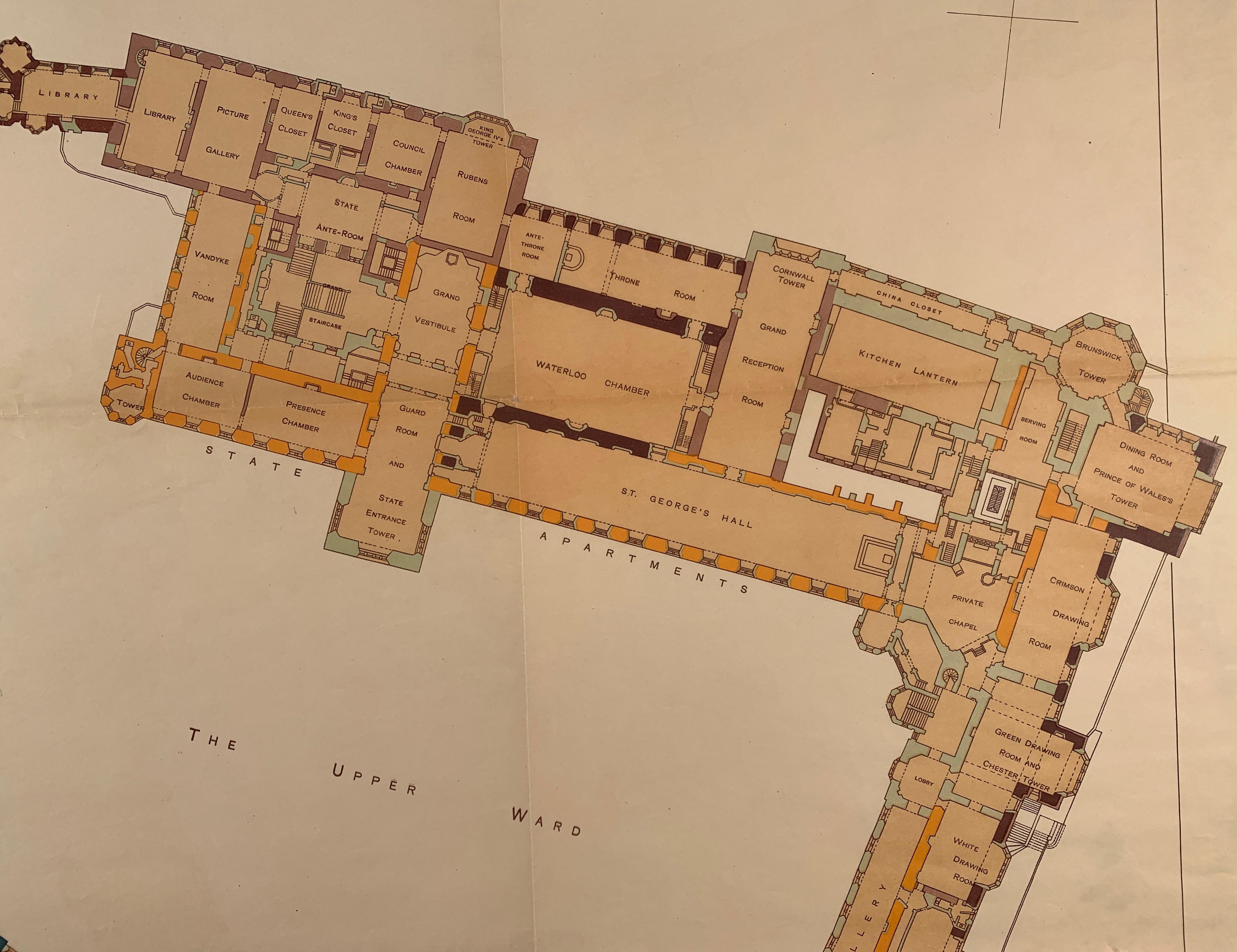 Historic Windsor Castle Ground Floor Plan - Realist Print by Sir W. H. St John Hope