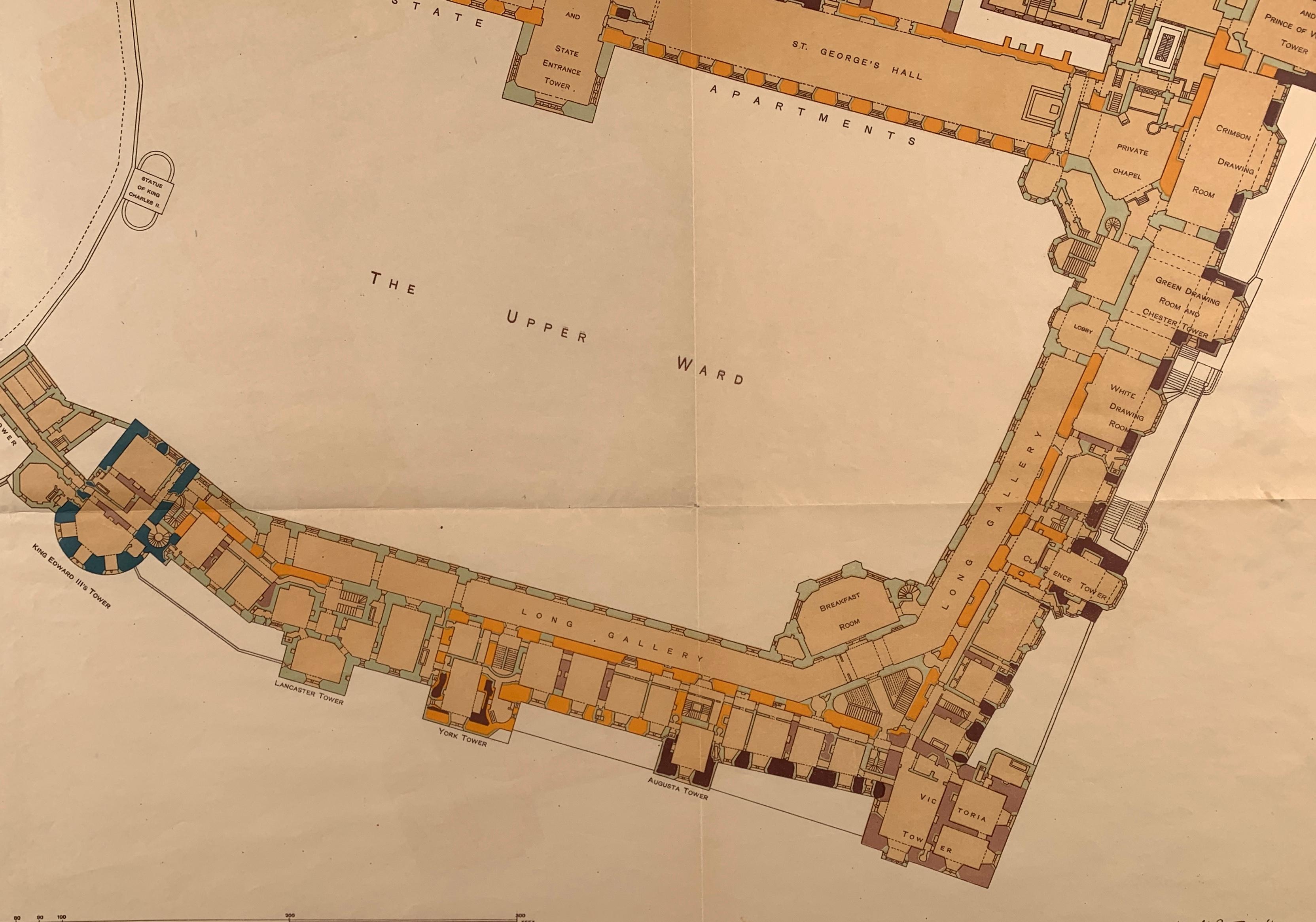 Historic Windsor Castle Ground Floor Plan - Beige Print by Sir W. H. St John Hope
