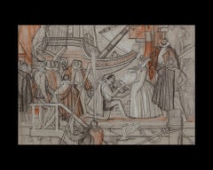 Sir Walter Raleigh and Queen Elizabeth I, after Art Deco Sketch by Dean Cornwell