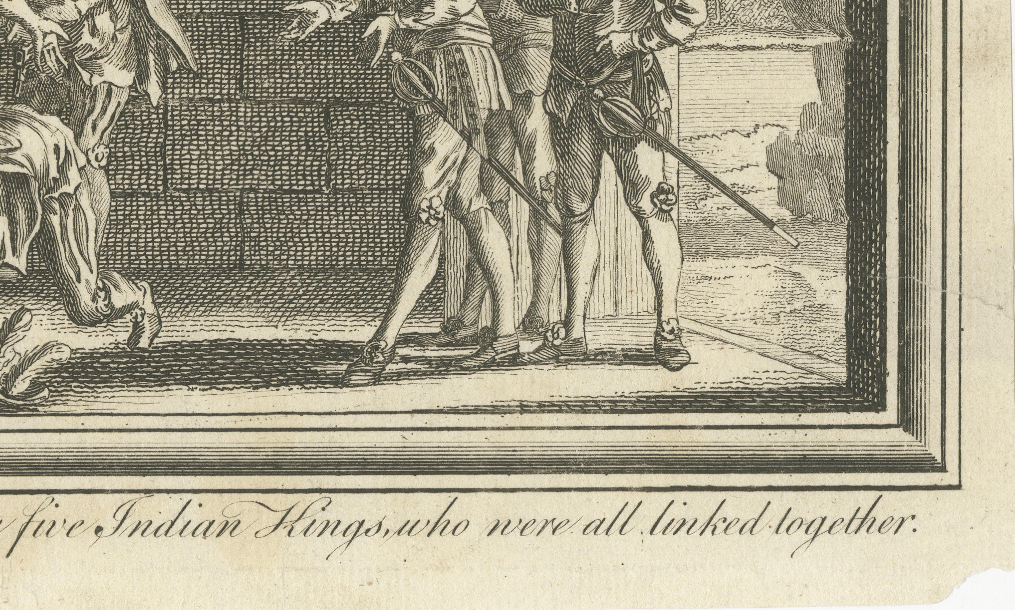 Sir Walter Raleigh Frees Five Indian Kings – Drake Voyages Engraving 1770