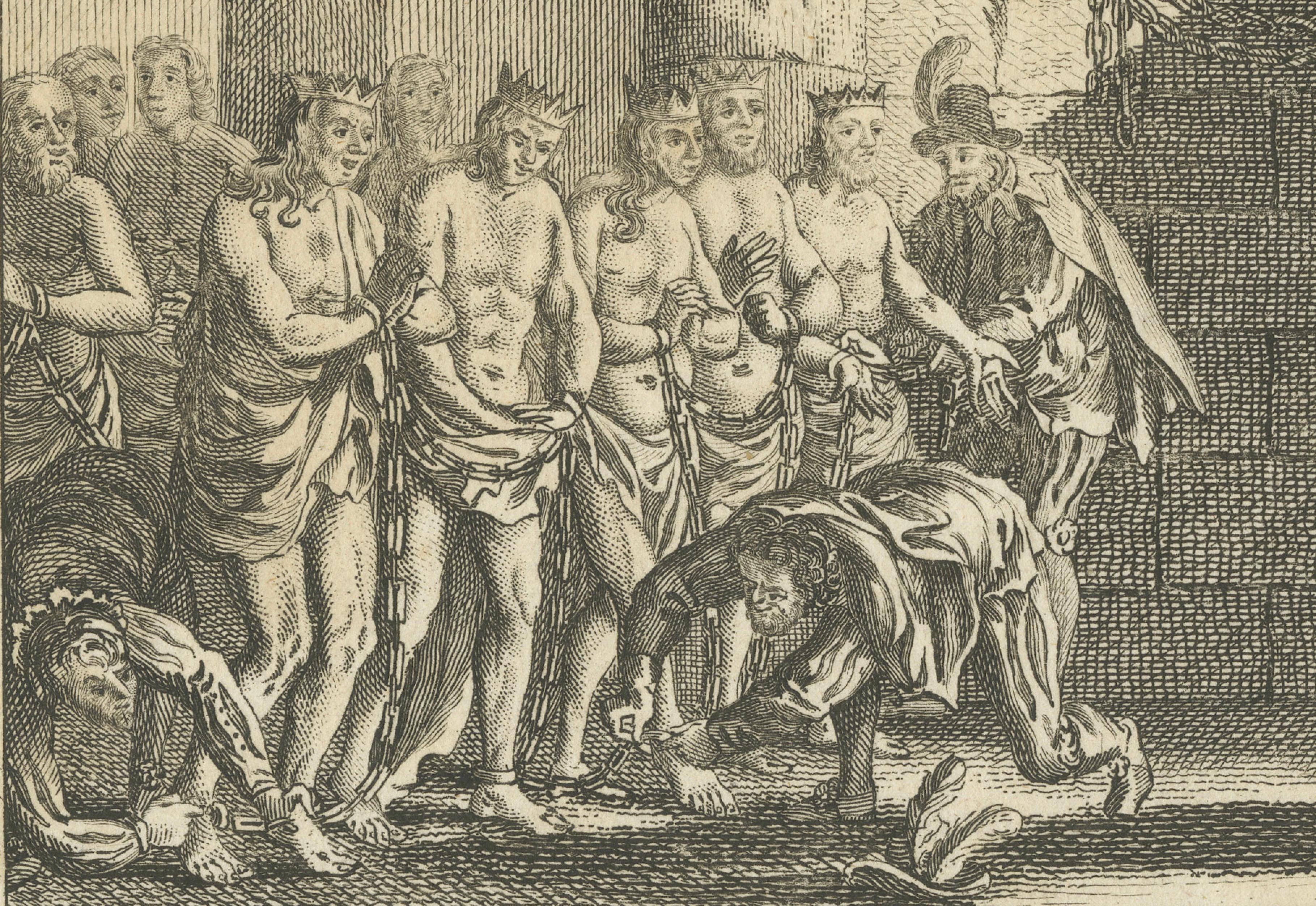 Sir Walter Raleigh Frees Five Indian Kings – Drake Voyages Engraving 1770