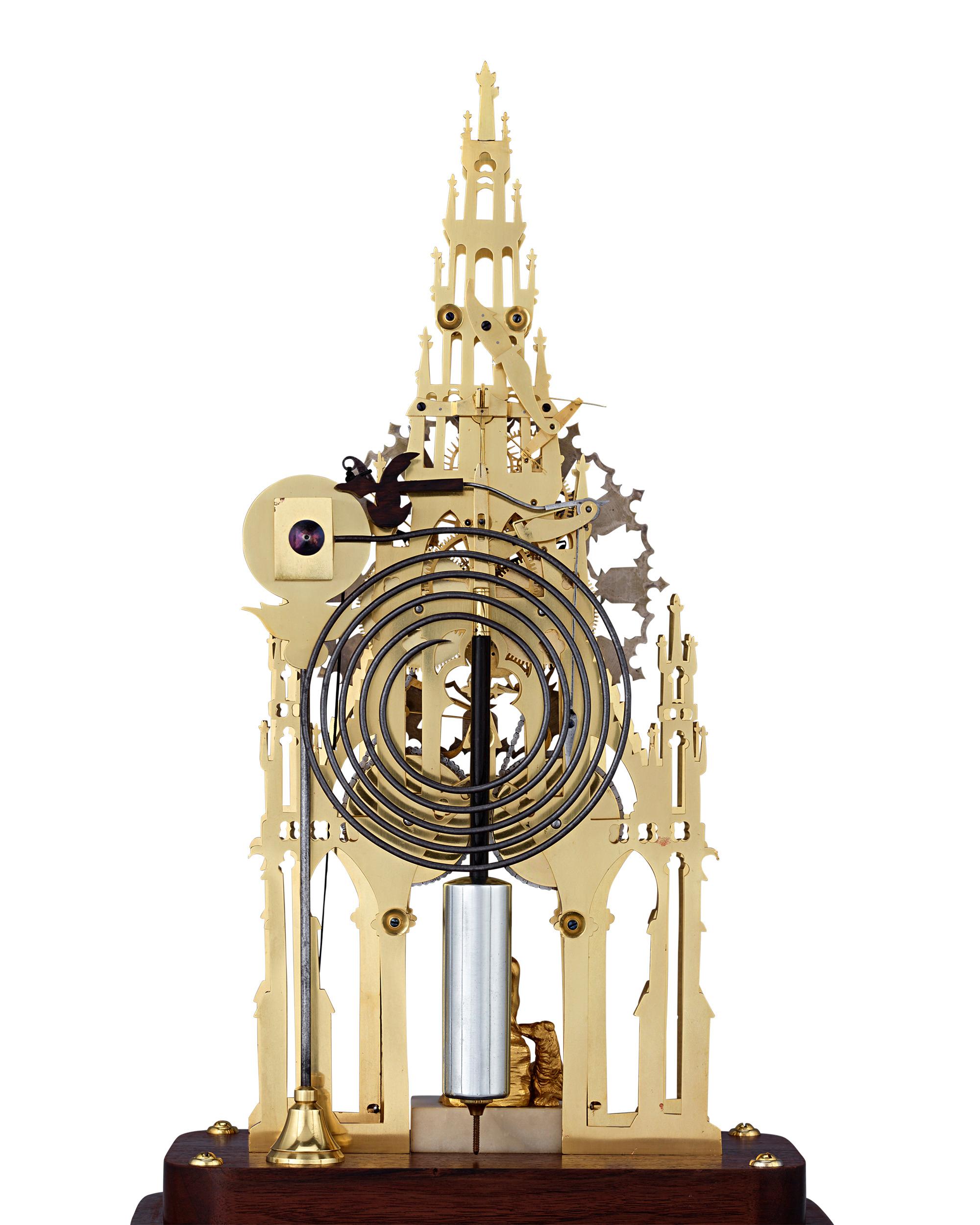 English Sir Walter Scott Memorial Skeleton Clock