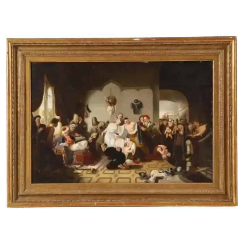 Sir William Allan "Cautivos circasianos" Pintura orientalista al óleo sobre tabla en venta