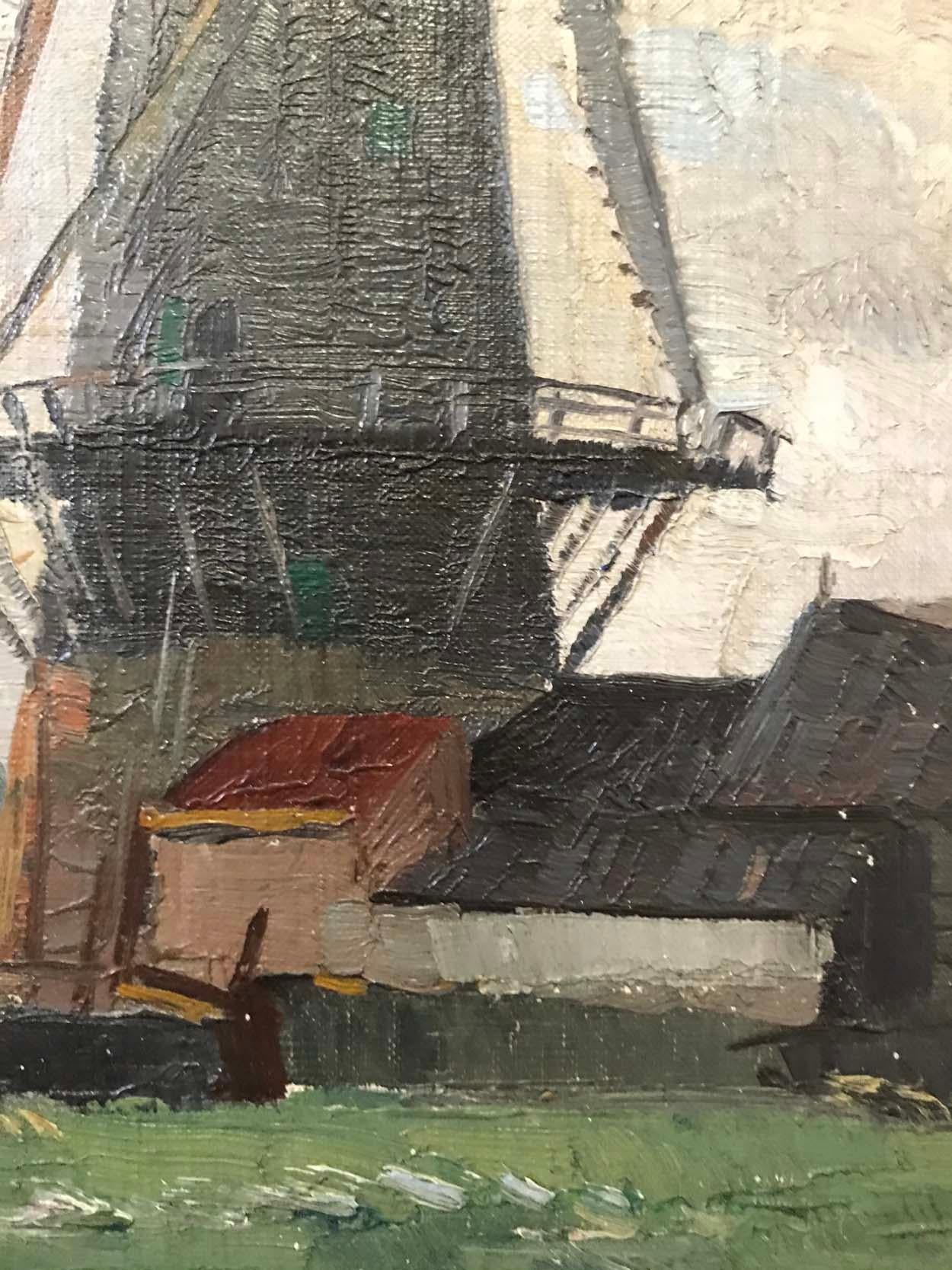Peint Sir William Ashton:: Moulin à vent anglais:: huile sur toile dans un cadre d'époque en vente