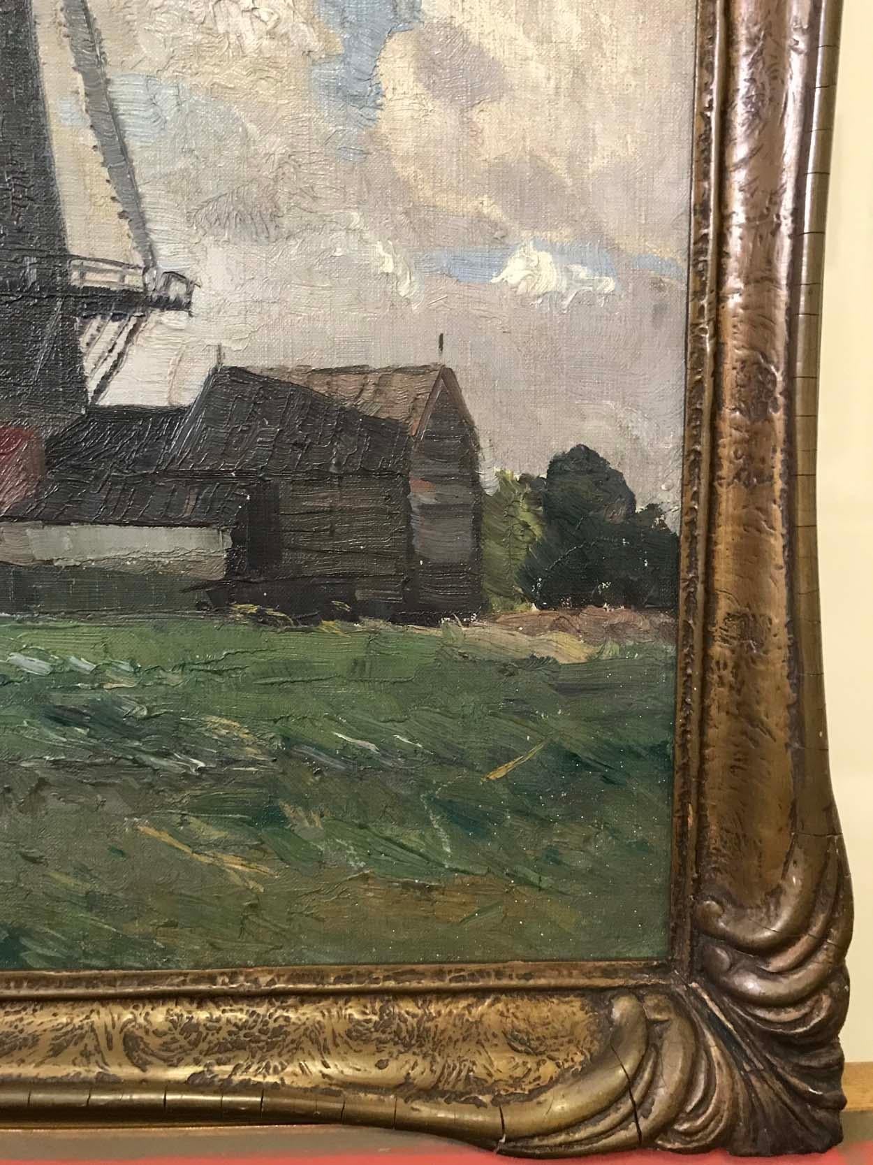 William Ashton, English Windmill, Oil on Canvas, Early 20th Century In Good Condition For Sale In Melbourne, Victoria
