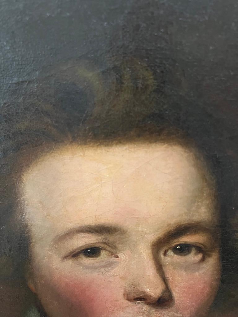 18th Century English School Porträt eines gutaussehenden jungen Mannes, halbe Länge im Angebot 14