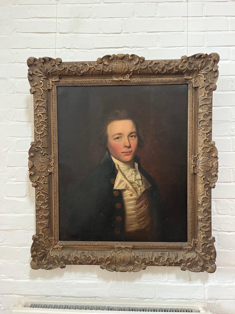 18th Century English School Porträt eines gutaussehenden jungen Mannes, halbe Länge im Angebot 16