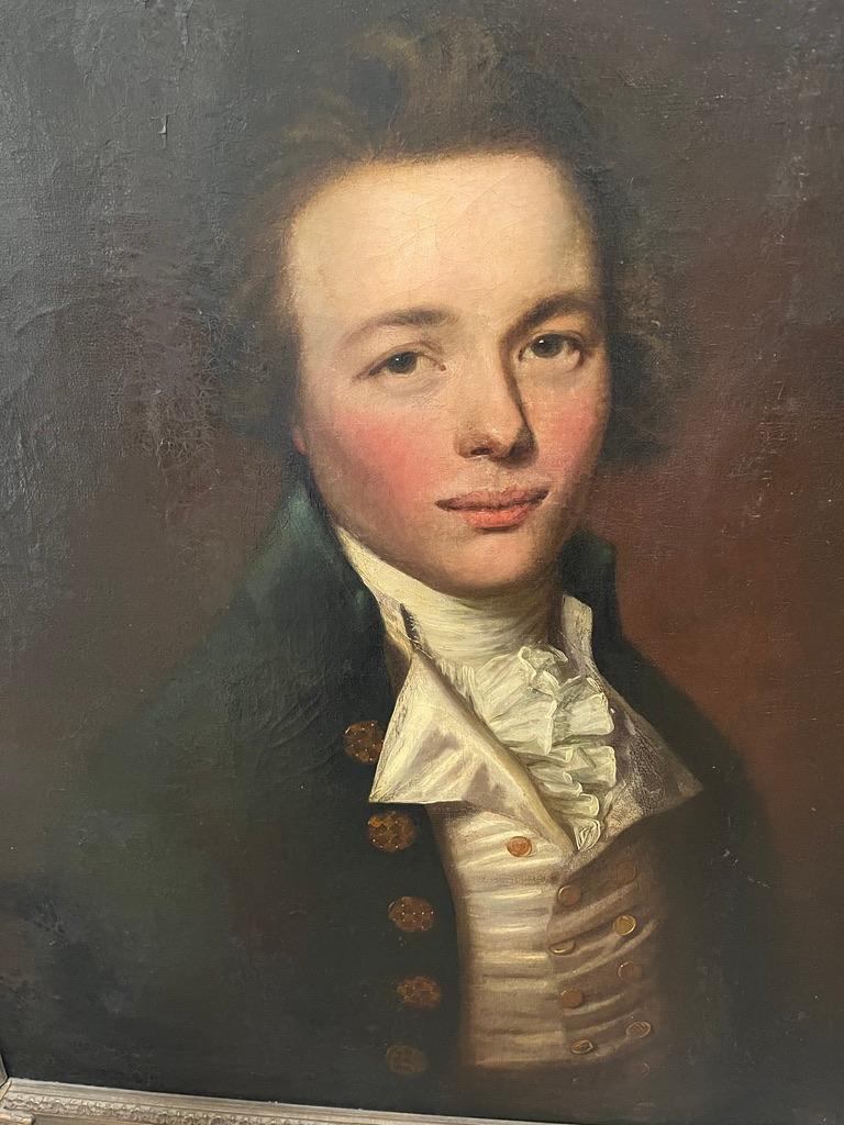 18th Century English School Porträt eines gutaussehenden jungen Mannes, halbe Länge im Angebot 5