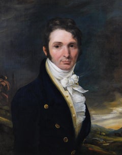 19th Century portrait oil painting of a naval officer