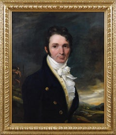 19th Century portrait oil painting of a naval officer