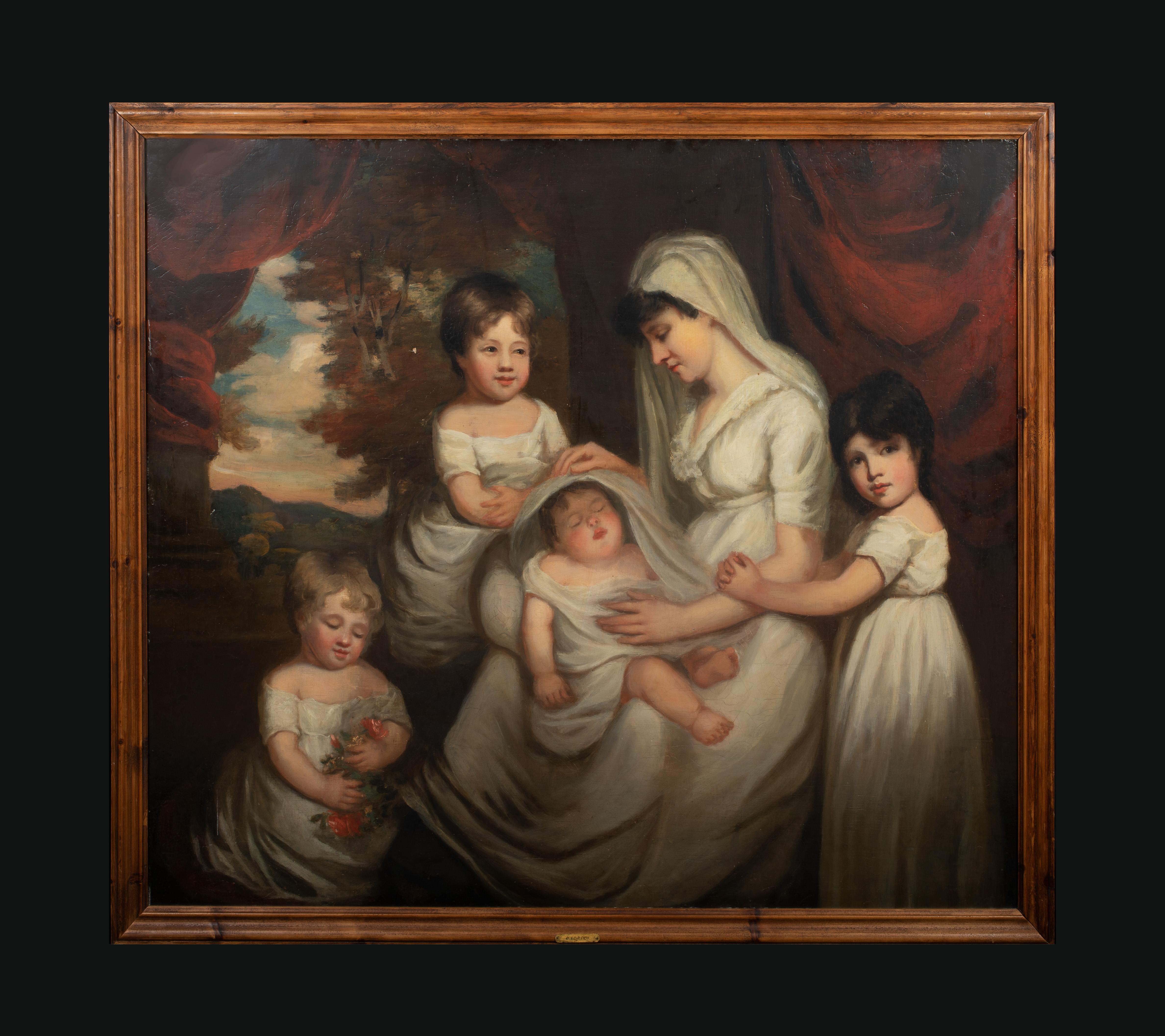 Family Portrait Of Mrs Spencer & Children, 18th Century - Painting by Sir William Beechey