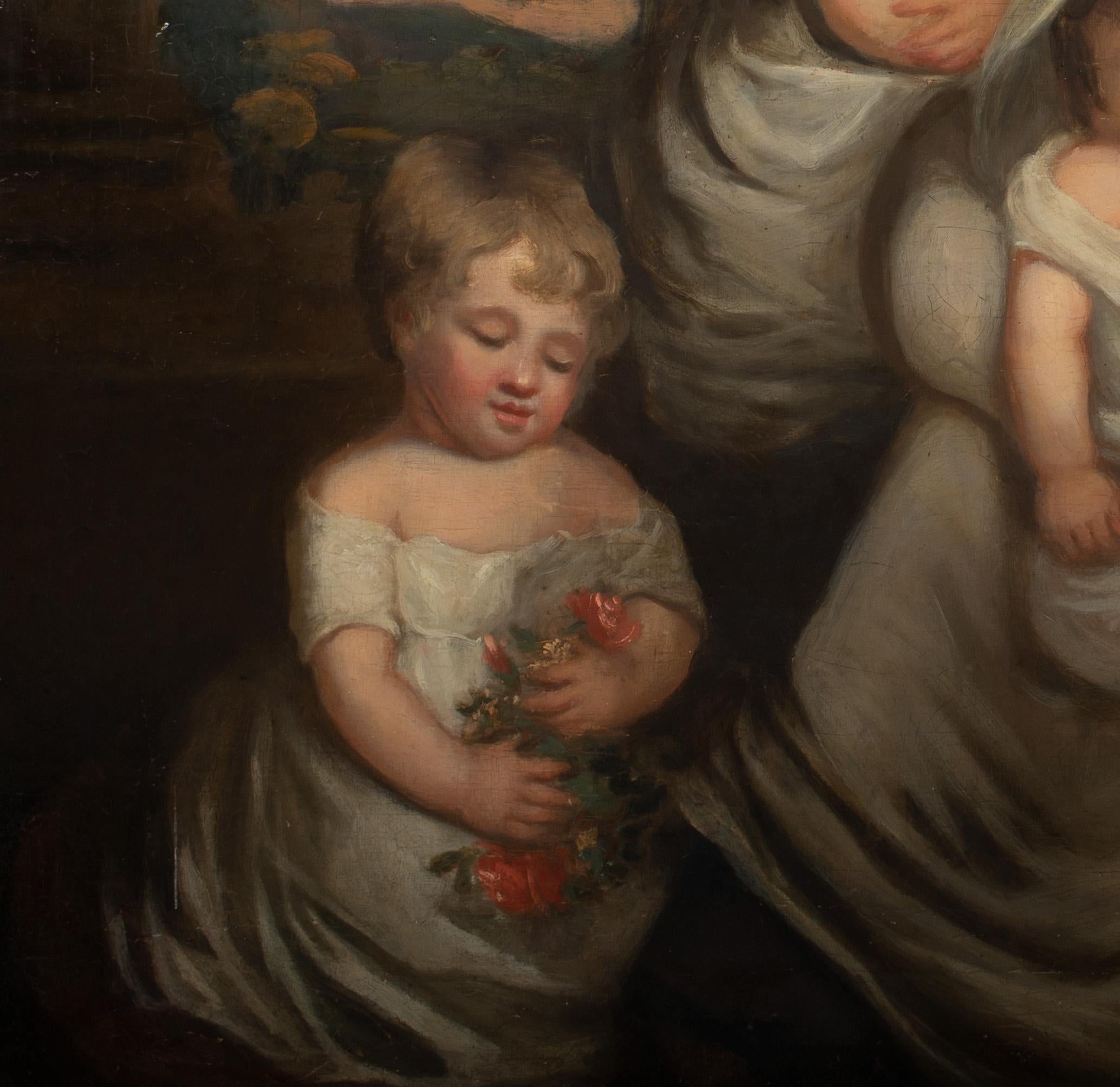 Family Portrait Of Mrs Spencer & Children, 18th Century - Black Portrait Painting by Sir William Beechey