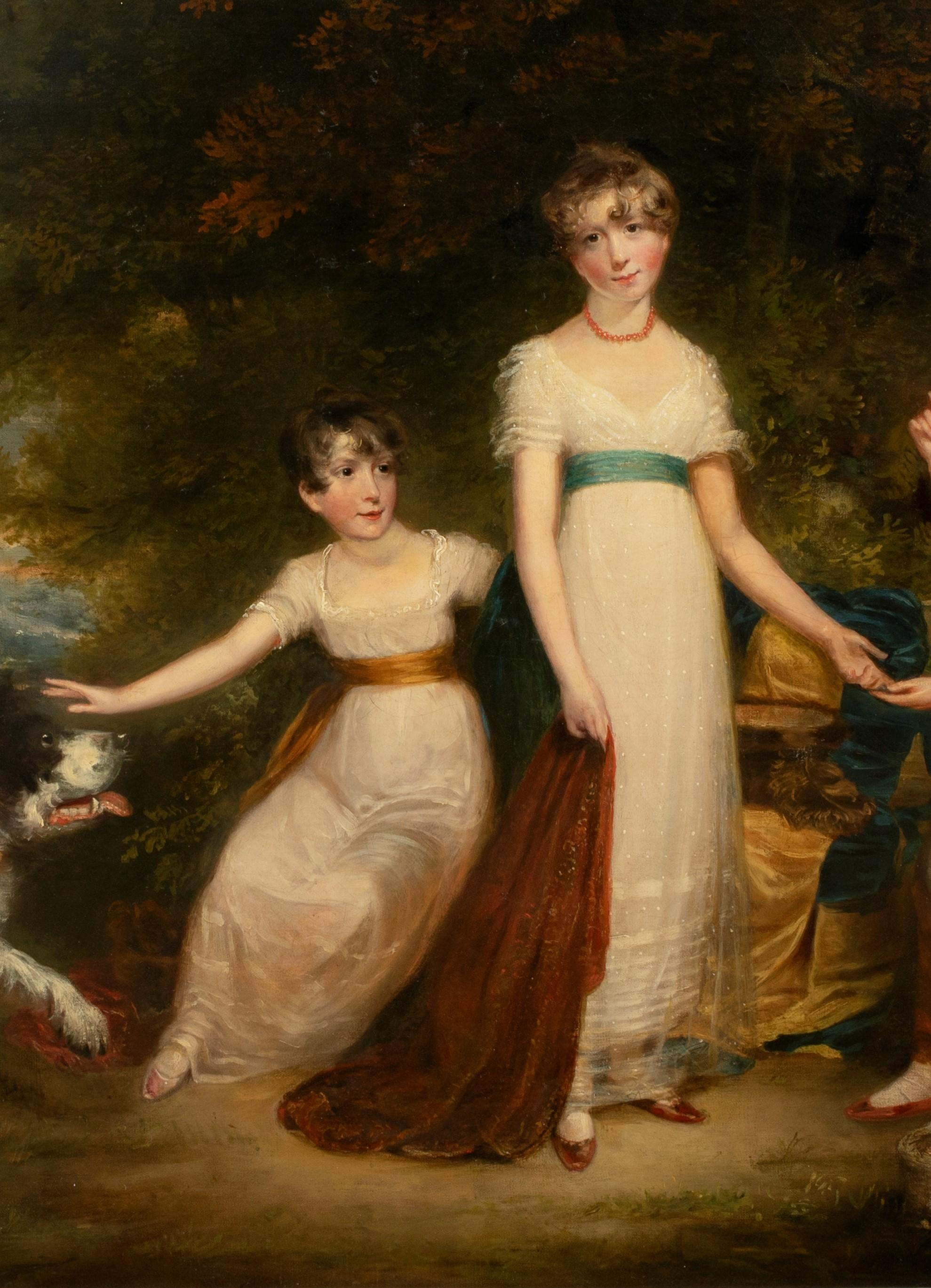 The Children Of The Stirling Family, 18th Century  - Brown Portrait Painting by Sir William Beechey