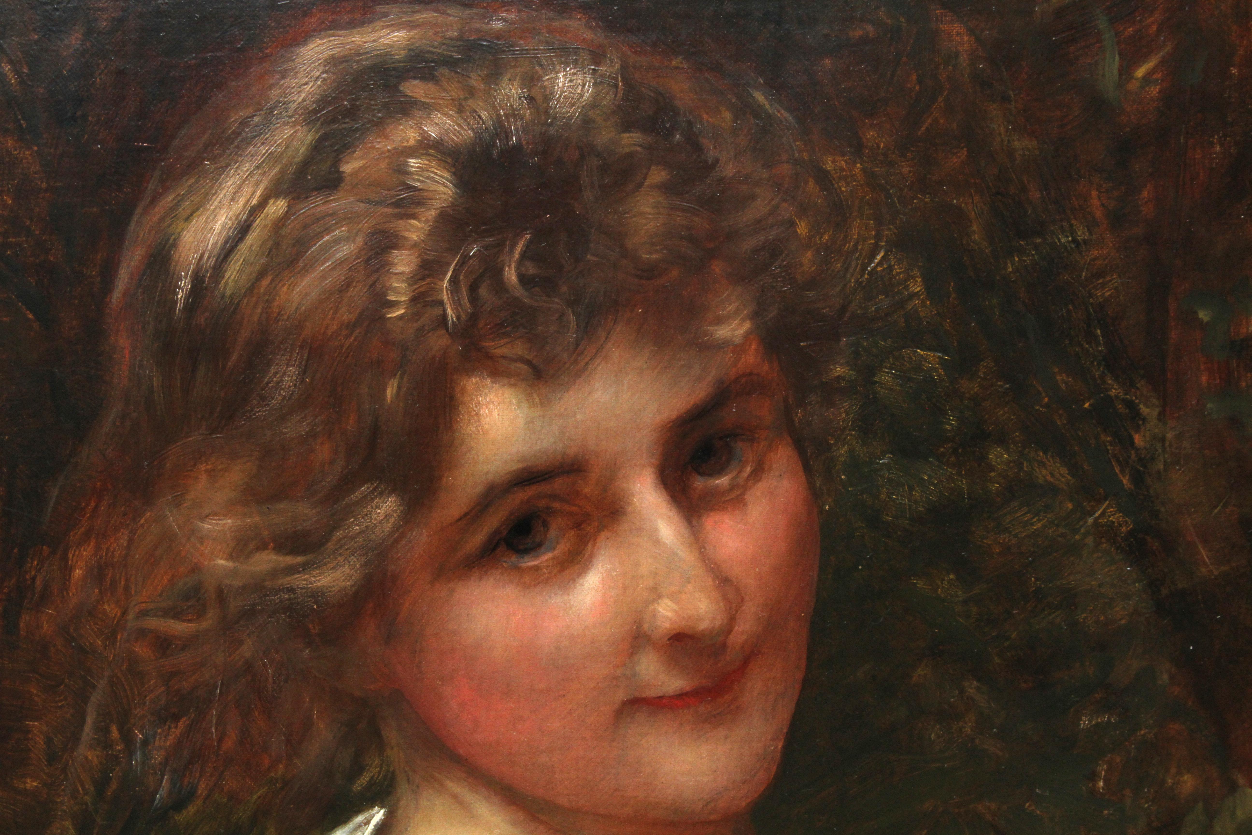 Porträt einer jungen Dame in einem gelben Kleid – britisches viktorianisches Ölgemälde  im Angebot 2