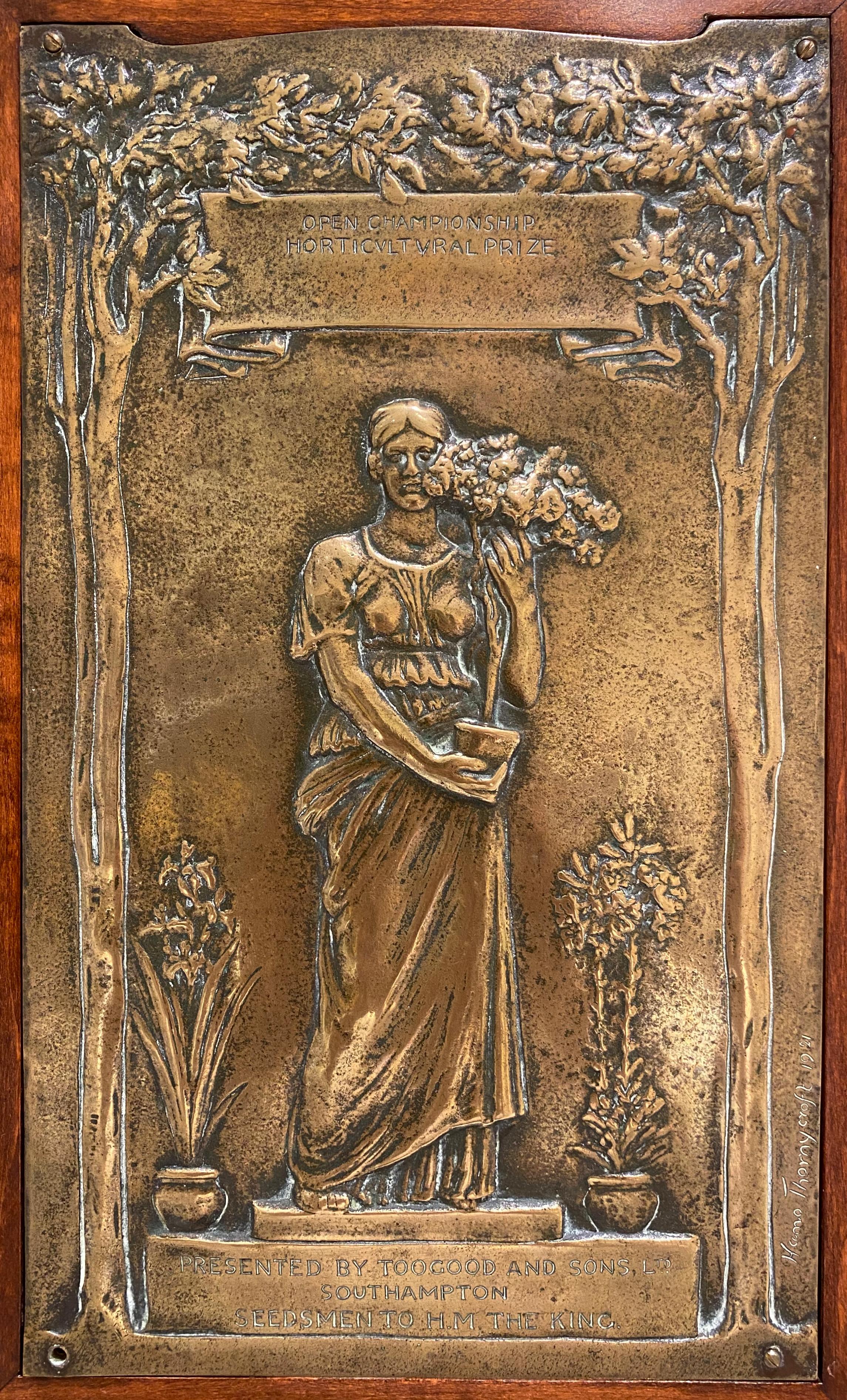  Horticulture, Garden Prize relief wall hanging - Sculpture by Sir William H. Thornycroft