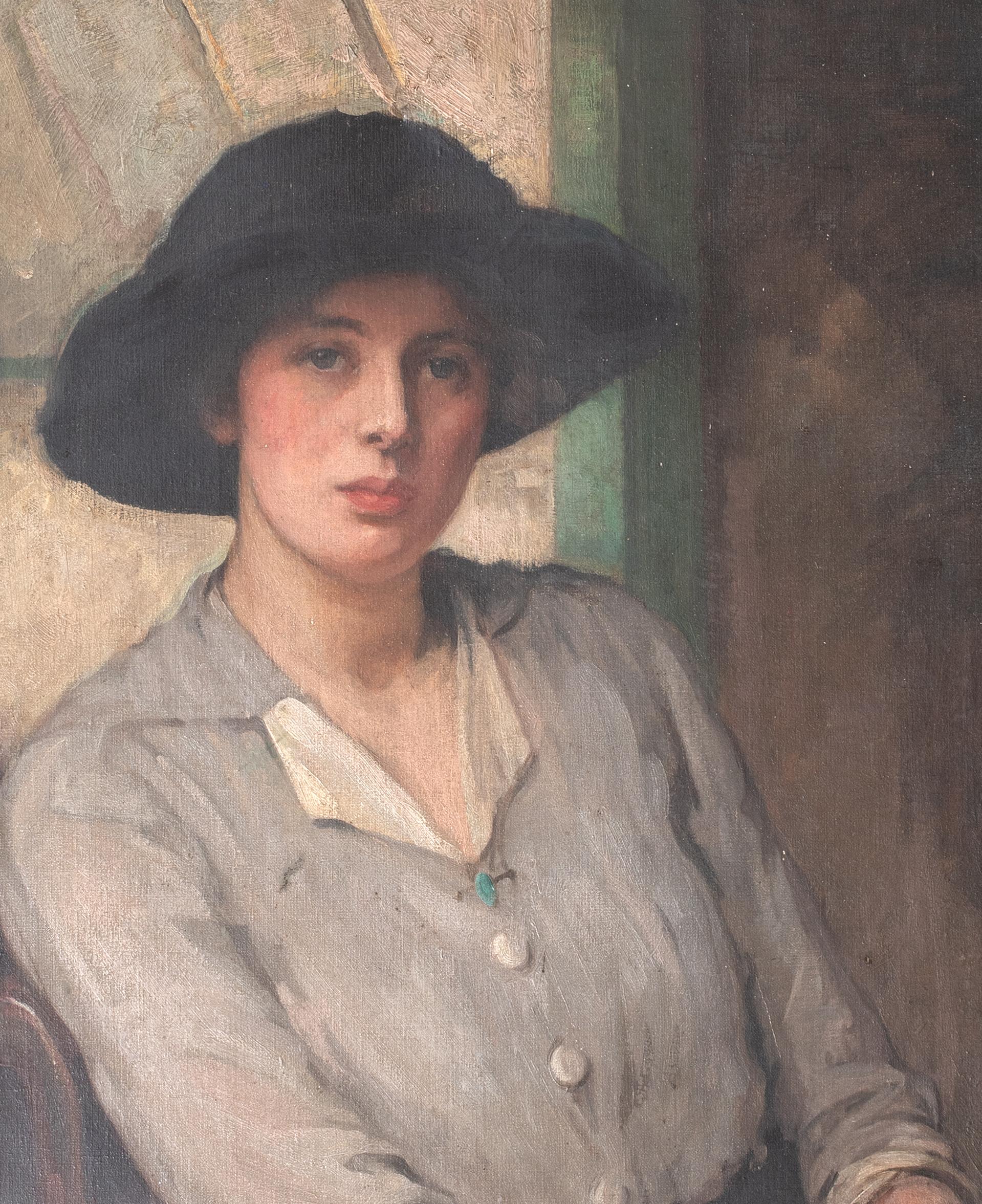 Portrait Of A Lady, early 20th Century  English Edwardian School - Black Portrait Painting by Sir William Orpen
