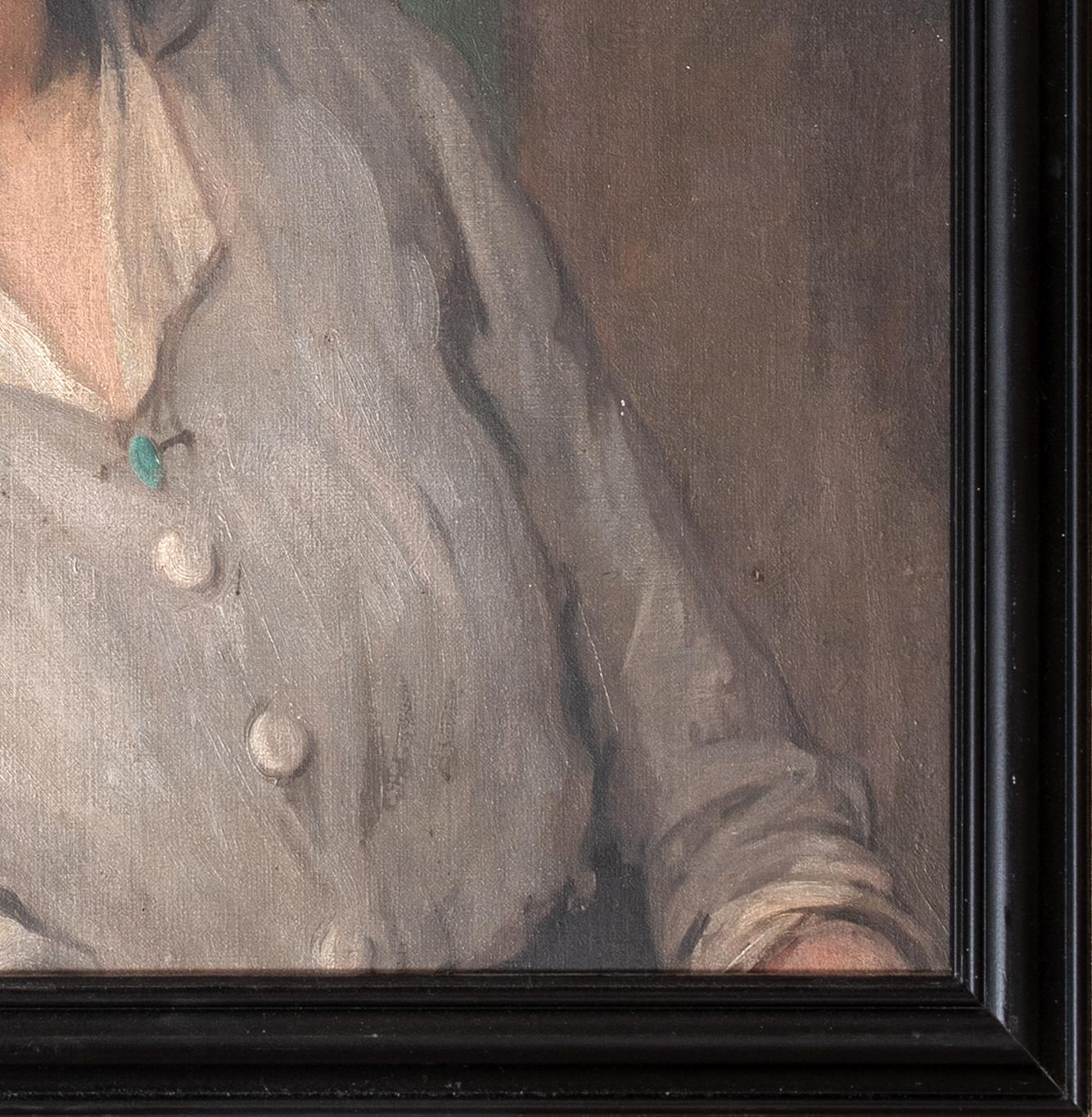 Portrait Of A Lady, early 20th Century

English Edwardian School

Large early 20th century Edwardian English School portrait of a lady wearing a black hat, oil on canvas. Excellent quality and condition half length seated portrait of a young lady.