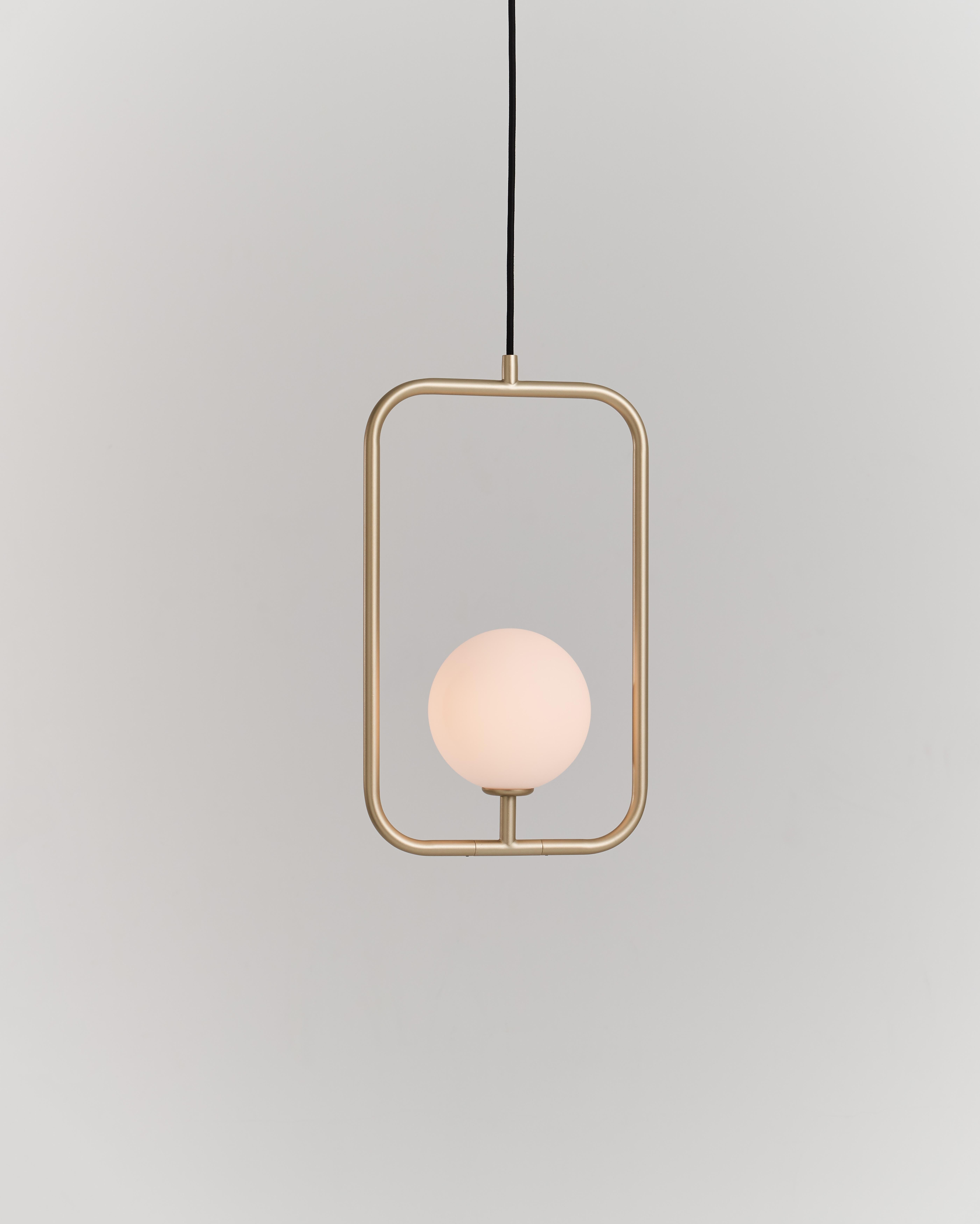 Sircle Pendant L, a symbolization merged Square and Circle, inspired by the East aesthetic philosophy, the circular light ball just like a soft tender mind leans on the rigid prudent frame, chemically shaped a harmonious feature with its flexible