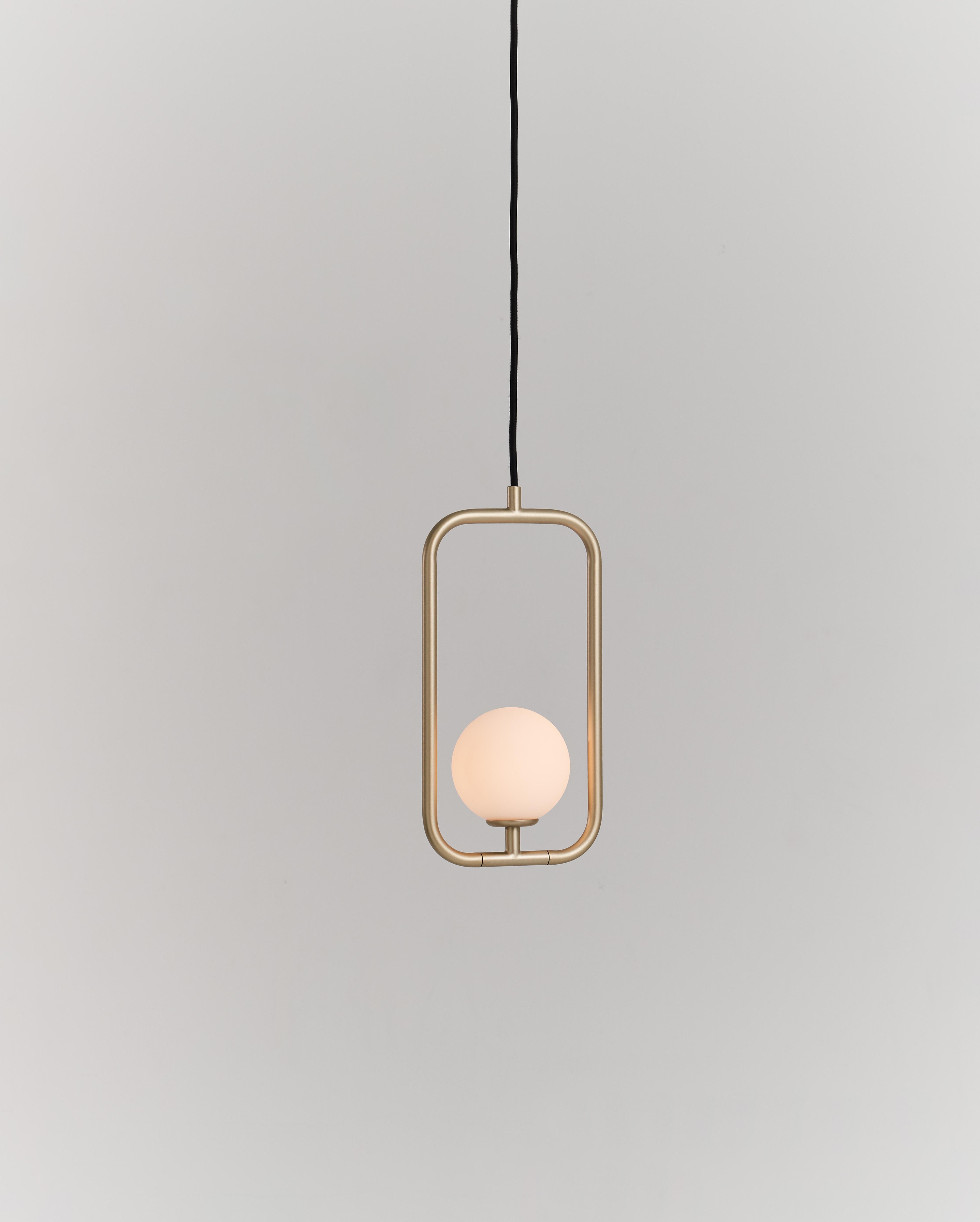 Sircle Pendant S, a symbolization merged Square and Circle, inspired by the East aesthetic philosophy, the circular light ball just like a soft tender mind leans on the rigid prudent frame, chemically shaped a harmonious feature with its flexible