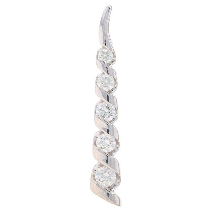 Sirena Collection Diamond Five-Stone Journey Pendant White Gold 14k Rnd 1/4ctw For Sale
