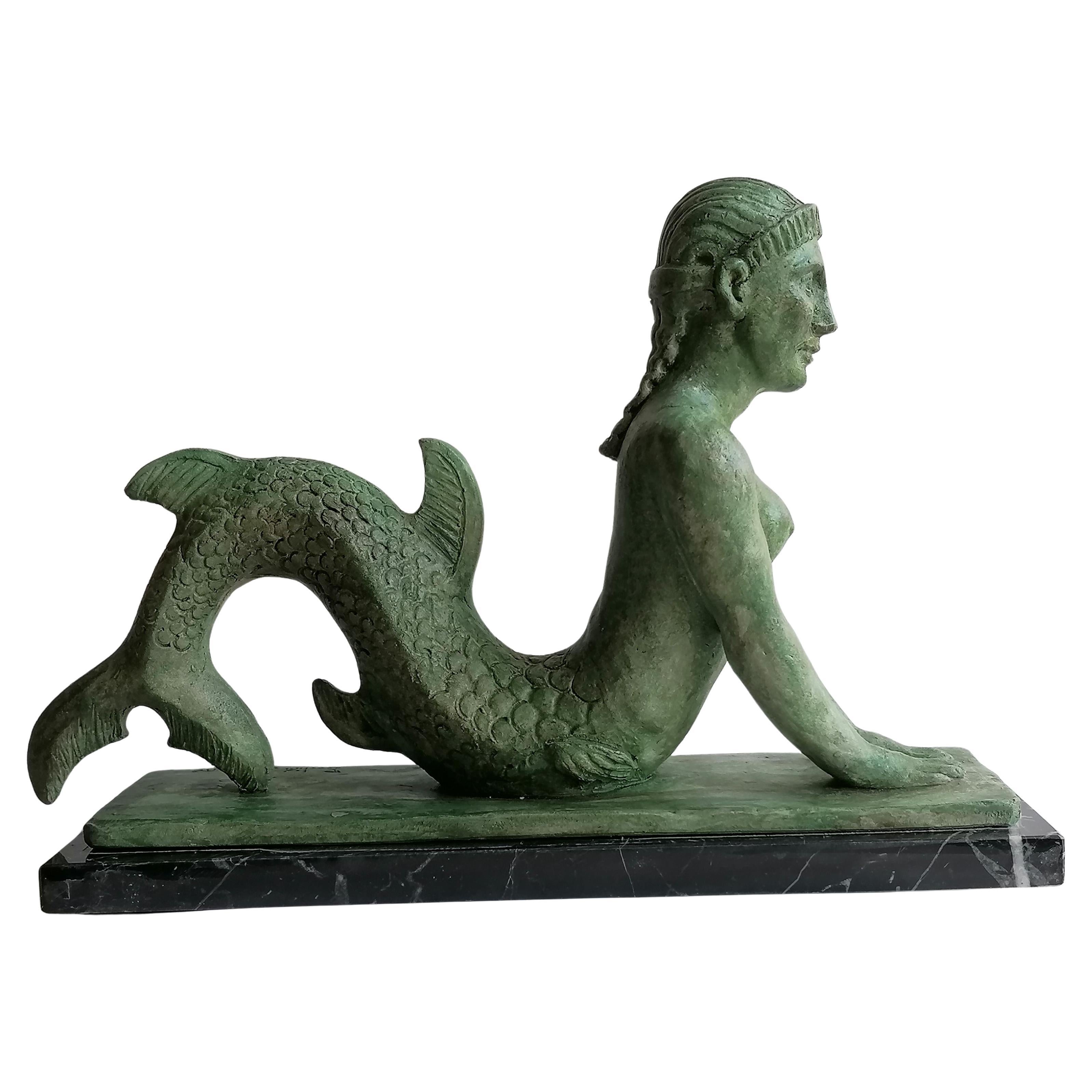 Sirena etrusca sobre cerámica refractaria bronceada - hecha a mano en Italia