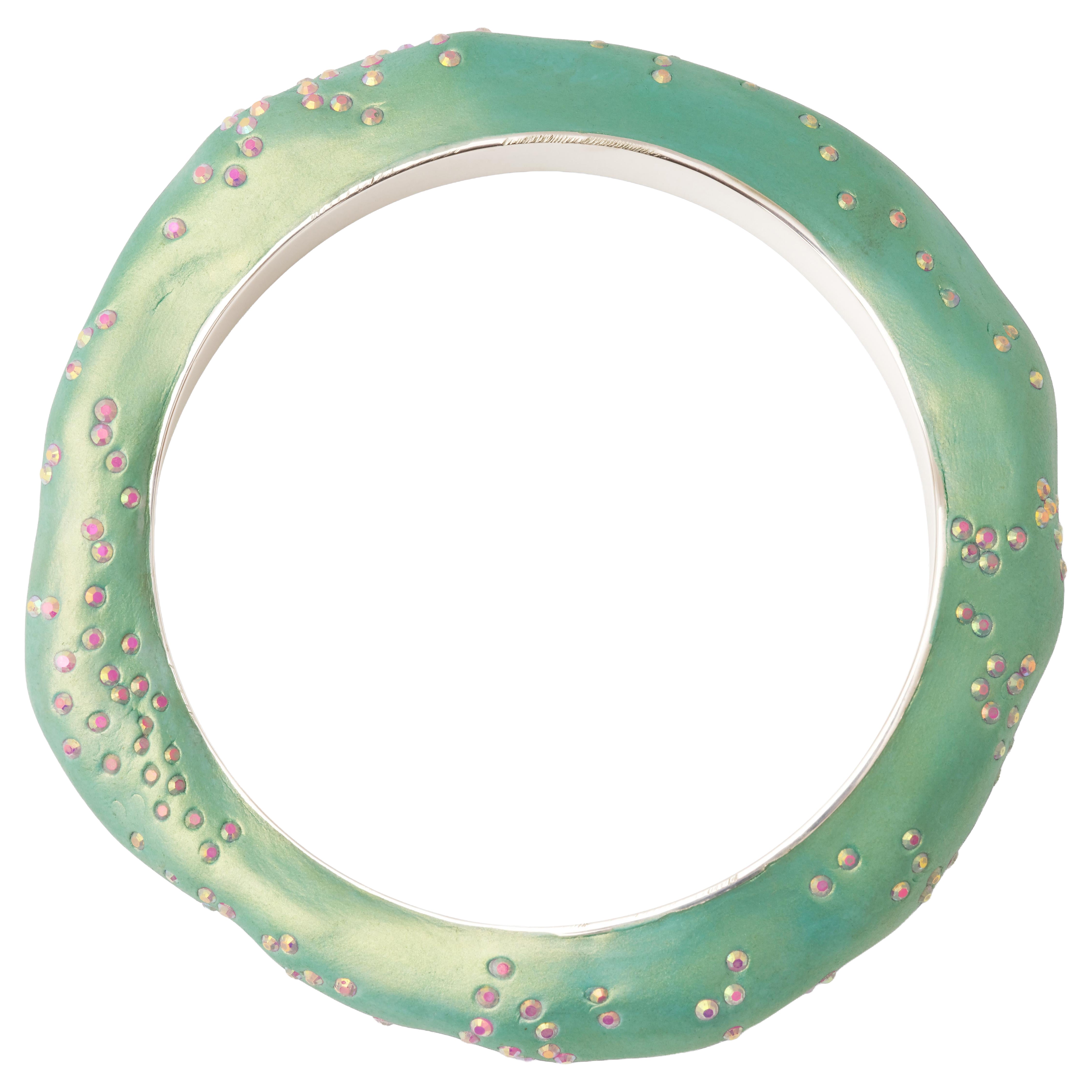 Bracciale Sirène scolpito a mano in metallo dipinto e argento di Marion Fillancq in vendita