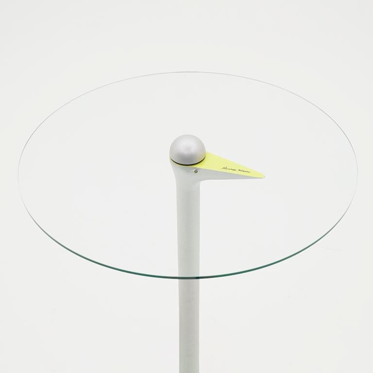 Italian Sirfo Side / End table by Alessandro Mendini for Zanotta Italy, 1986. Glass Top For Sale