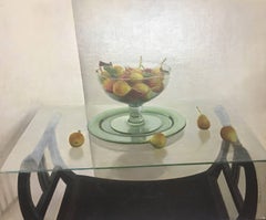 Siria Brau 9.28.2 TABLE CRYSTAL – Original-Acrylgemälde auf Leinwand im realistischen Stil