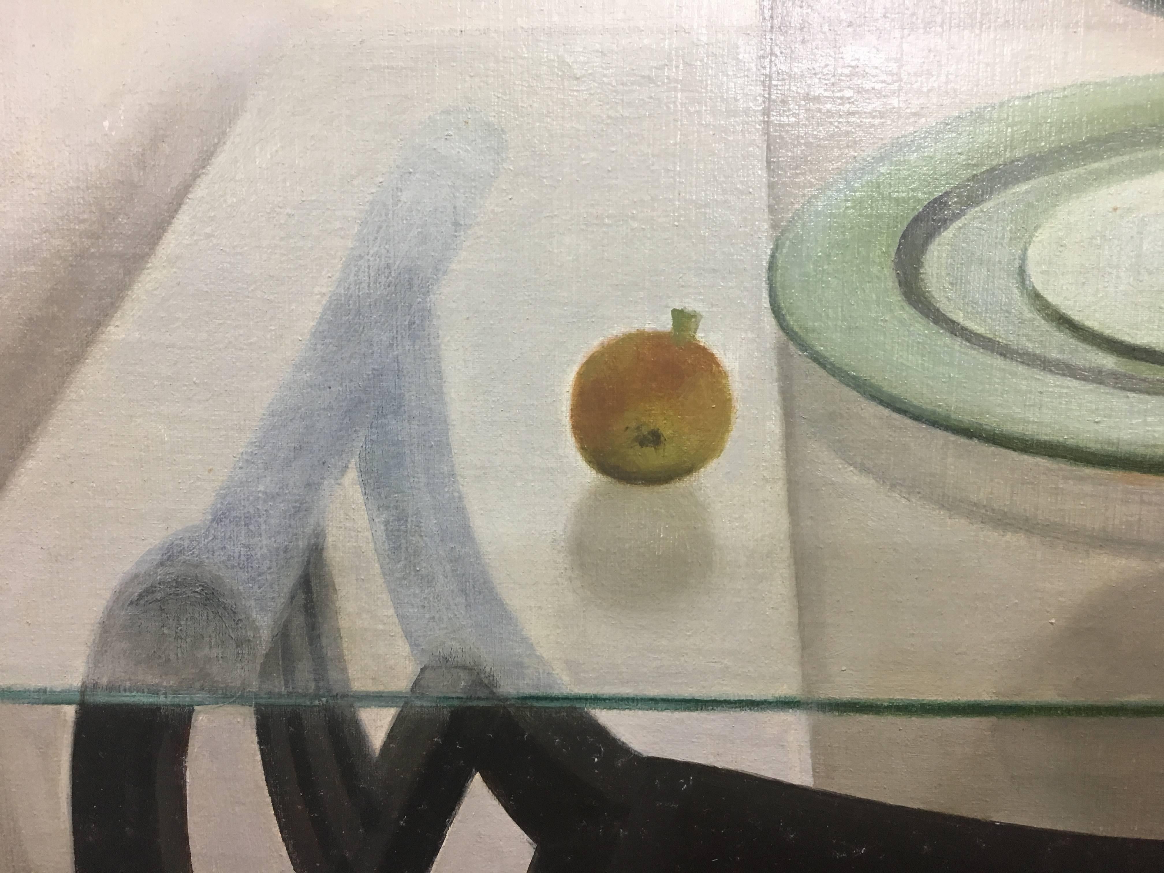 Siria Brau   TABLE CRYSTAL original realist acrylic canvas painting For Sale 2